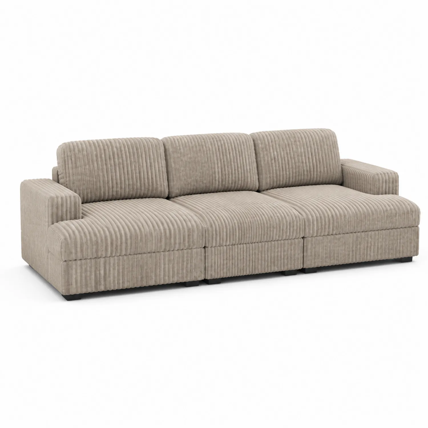 Sofá Modular de Corderoy Beige de 3 Plazas