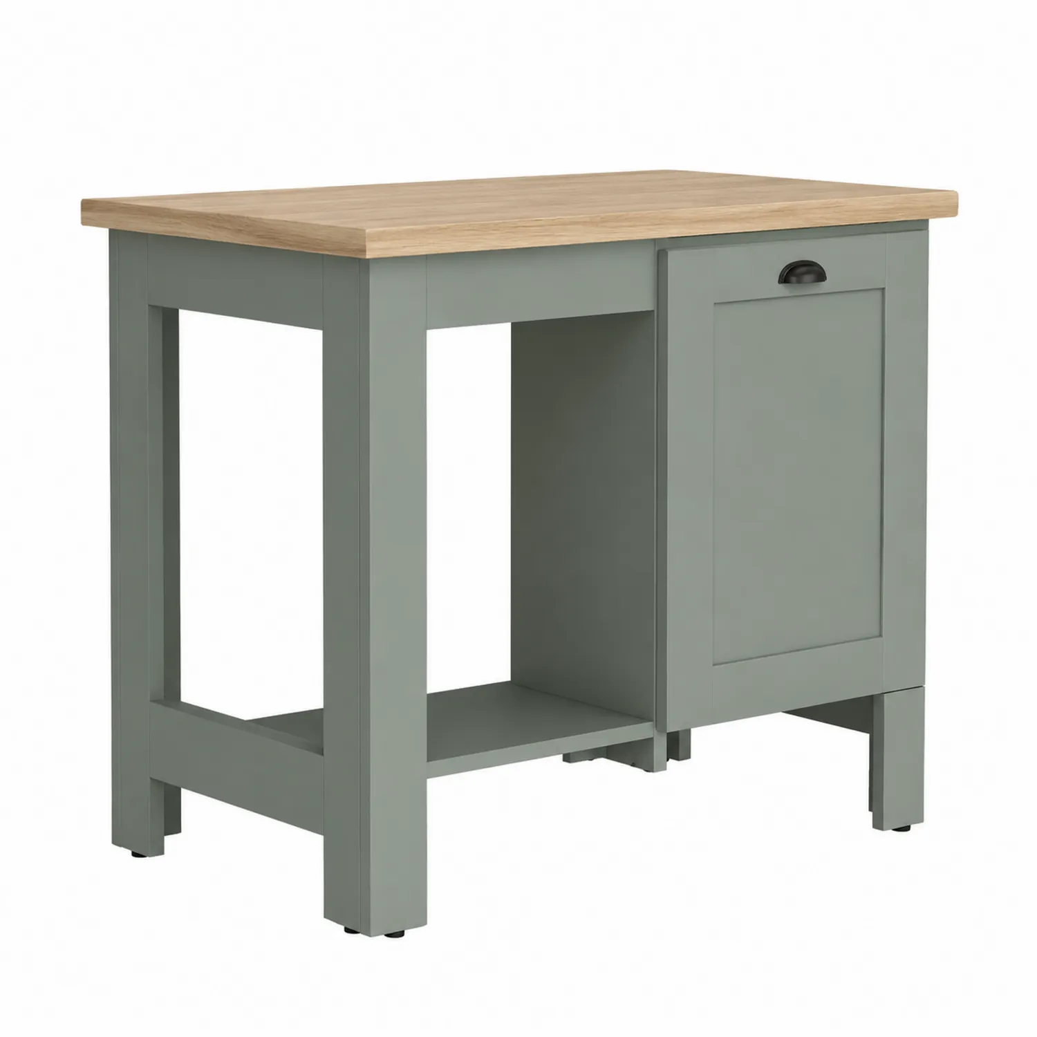 Isla de cocina Gris con superficie de Roble