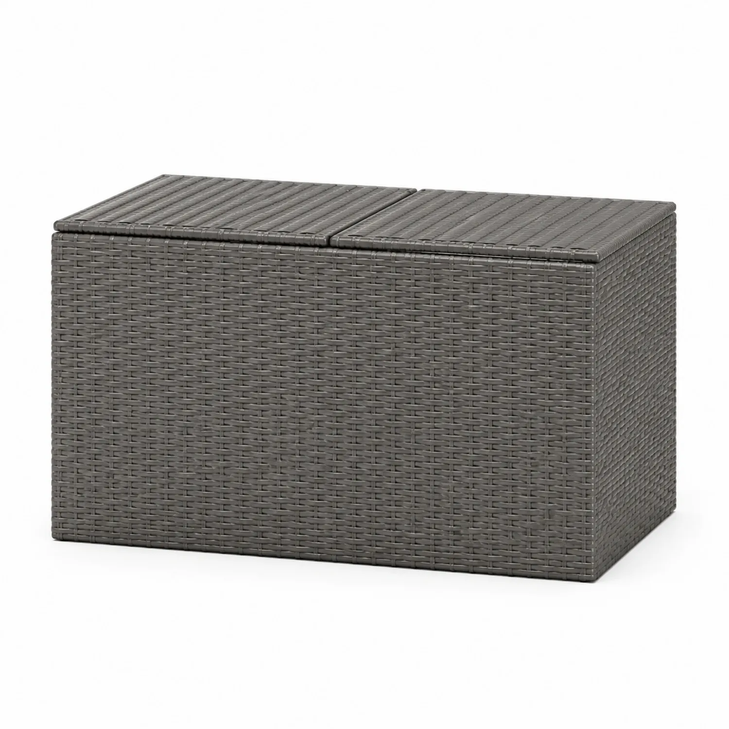 Caja de almacenamiento de ratán sintético gris 120x60x50 cm