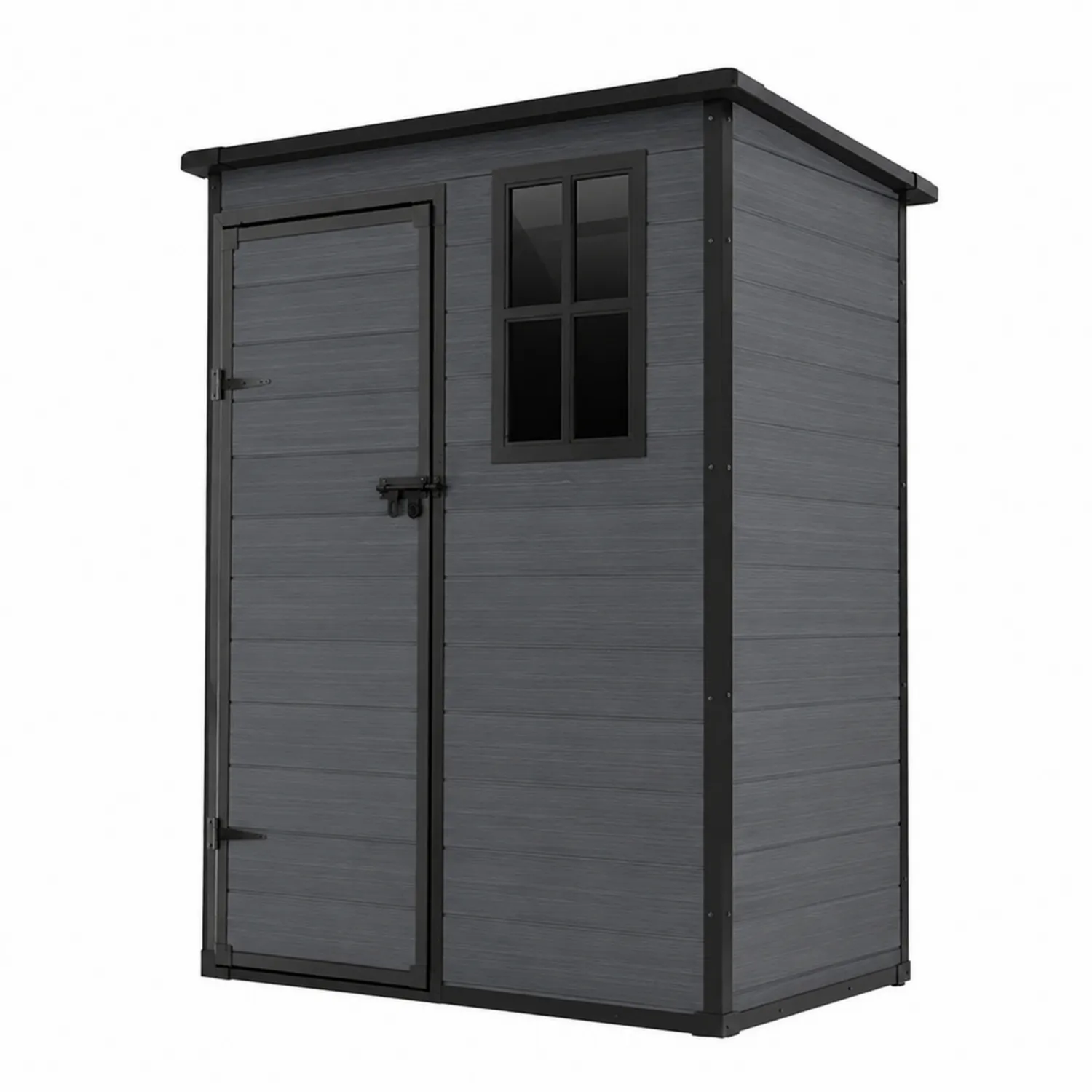 Cobertizo de Resina para Exterior Gris con Ventana Acrílica