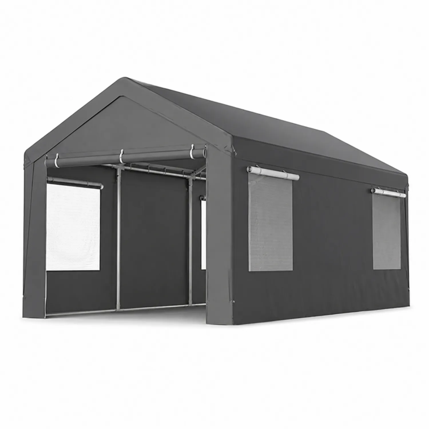 Carpa de Garaje de Acero y Poliéster Gris Antracita para Exterior 6x3m