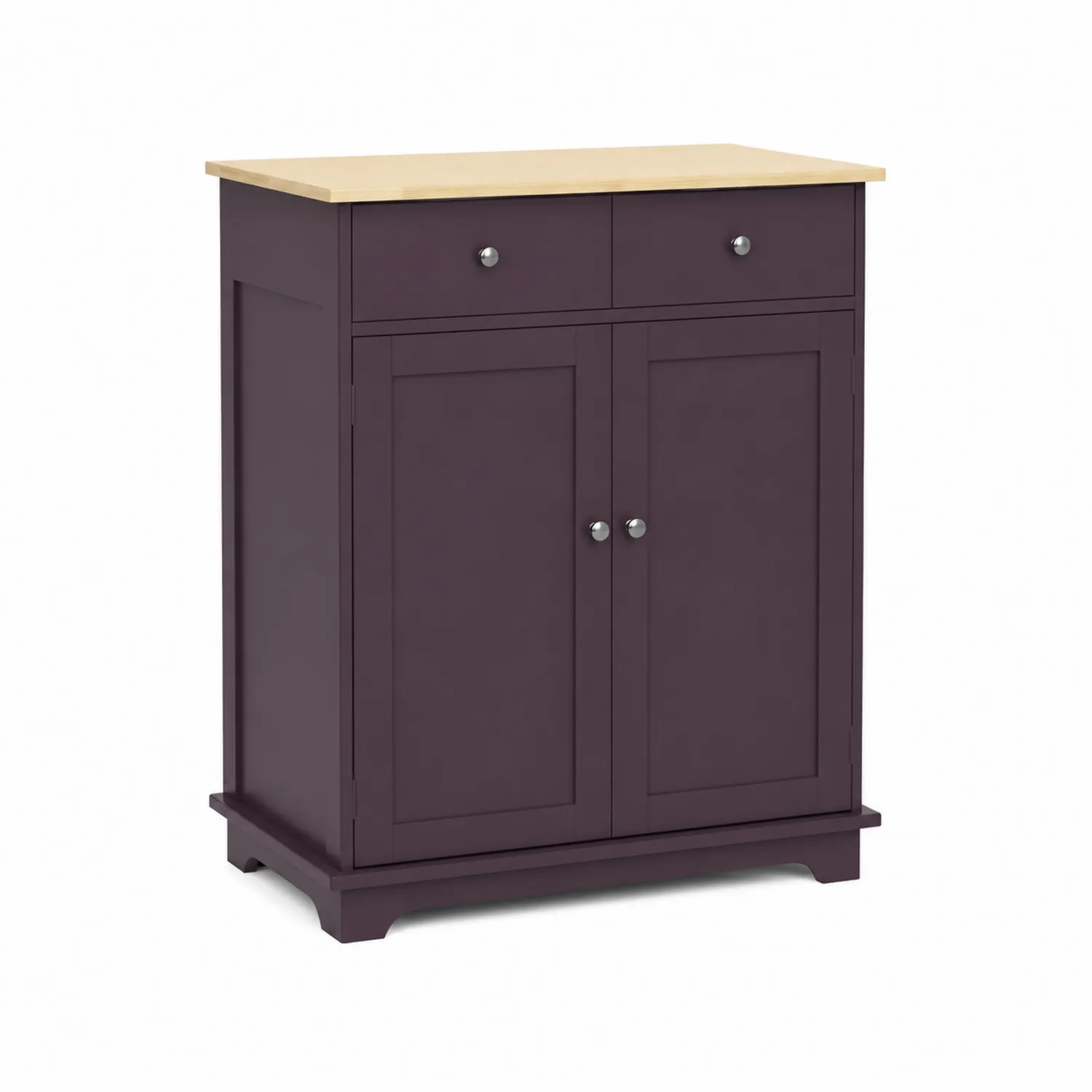 Aparador de MDF Morado con Parte Superior de Madera de Abedul 90x40x100 cm