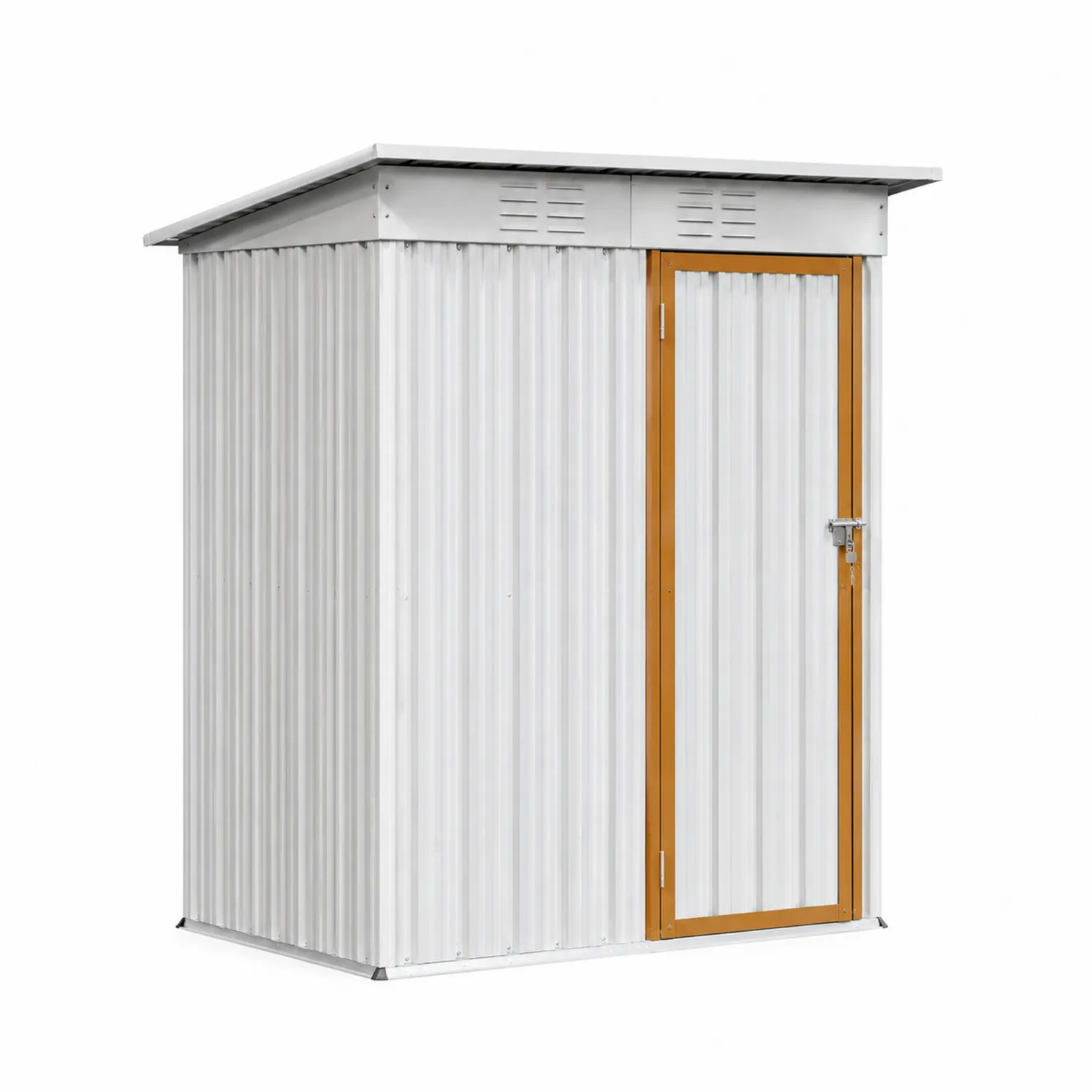 Cobertizo de Acero Galvanizado Blanco y Marrón 213cm x 130cm x 173cm