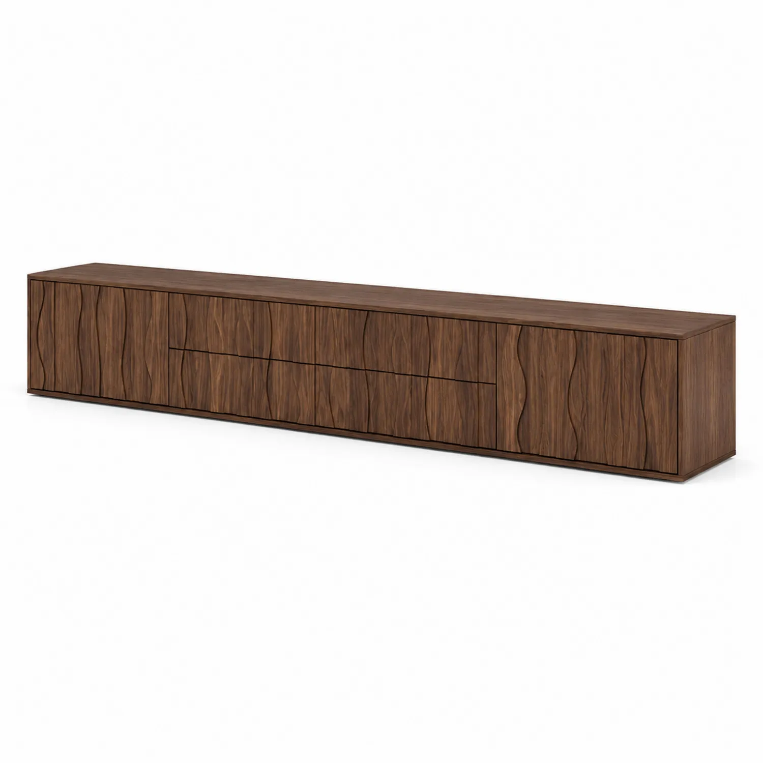 Mueble de TV de Madera Nogal con Puertas y Cajones 240x40x45 cm