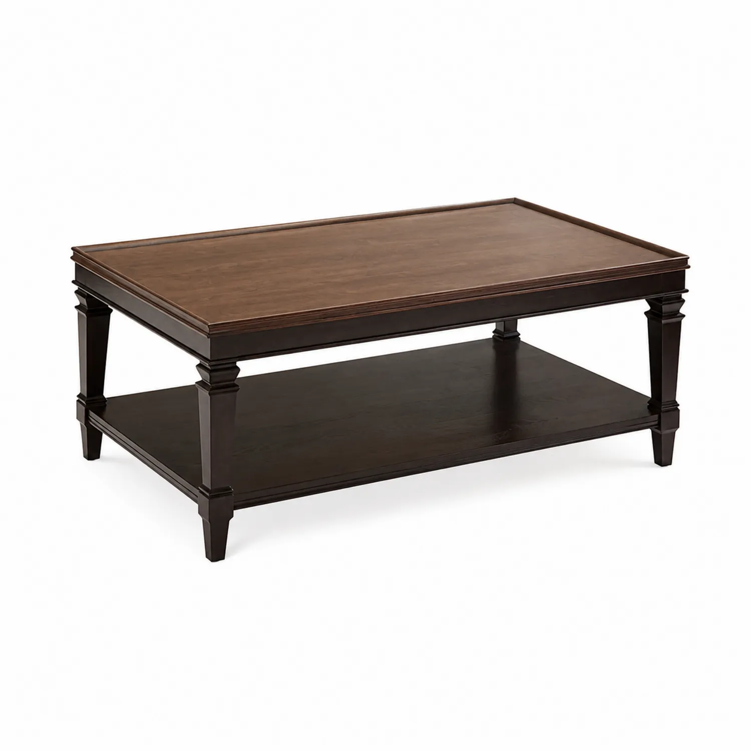 Mesa de centro de madera oscura y clara 120x60x45 cm