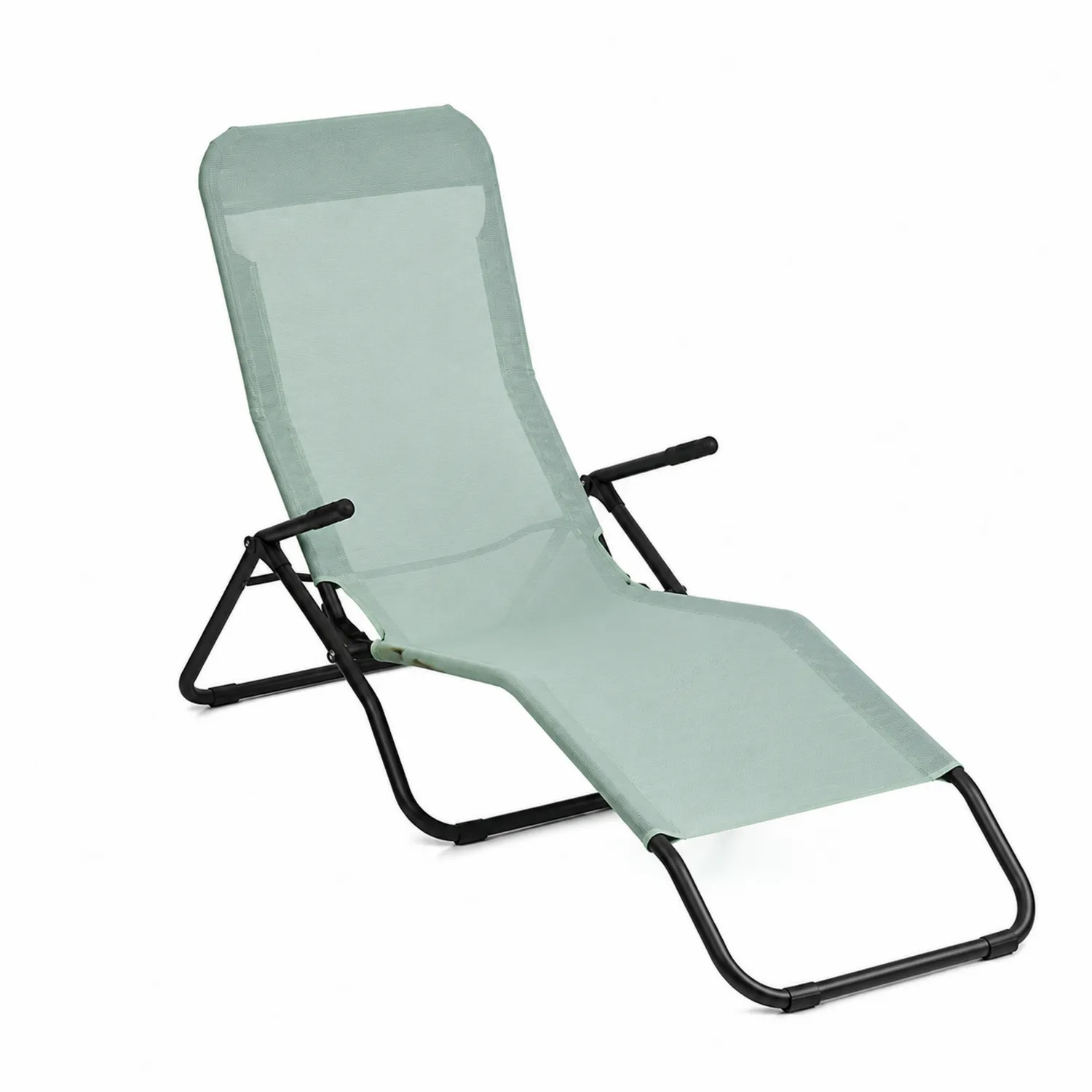 Tumbona plegable de acero y textilene verde