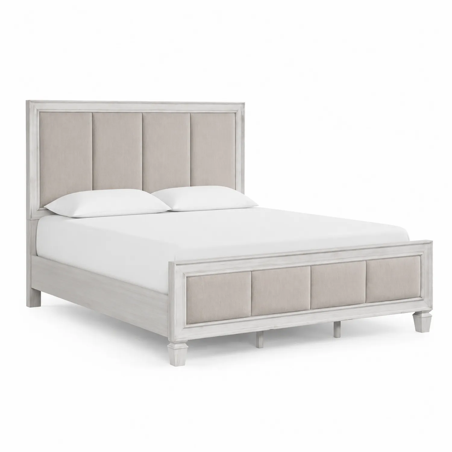 Cama de matrimonio de madera y poliéster 200x160 cm Beige