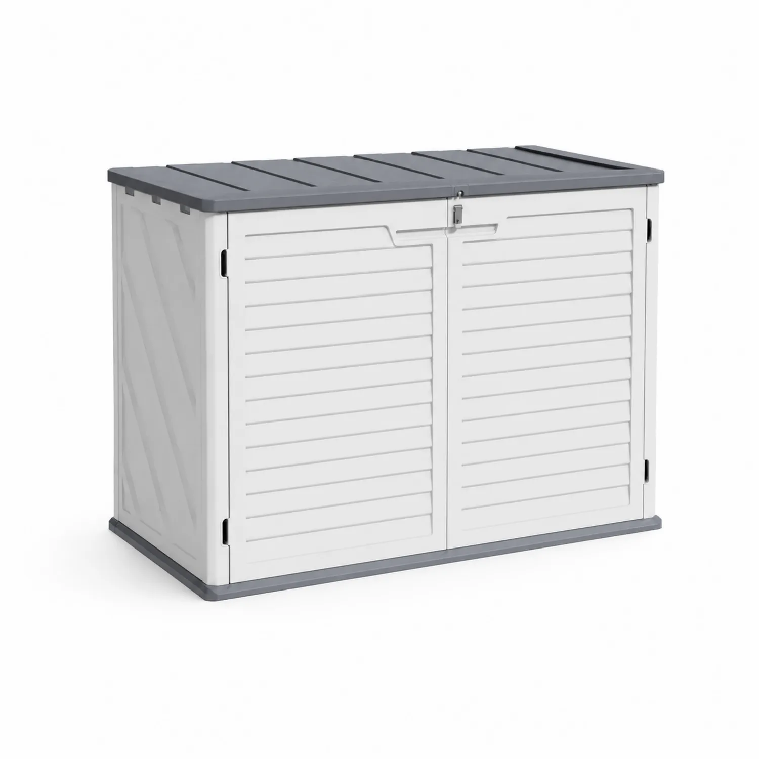 Cobertizo de almacenamiento de resina para exteriores blanco y gris 132x74x110 cm
