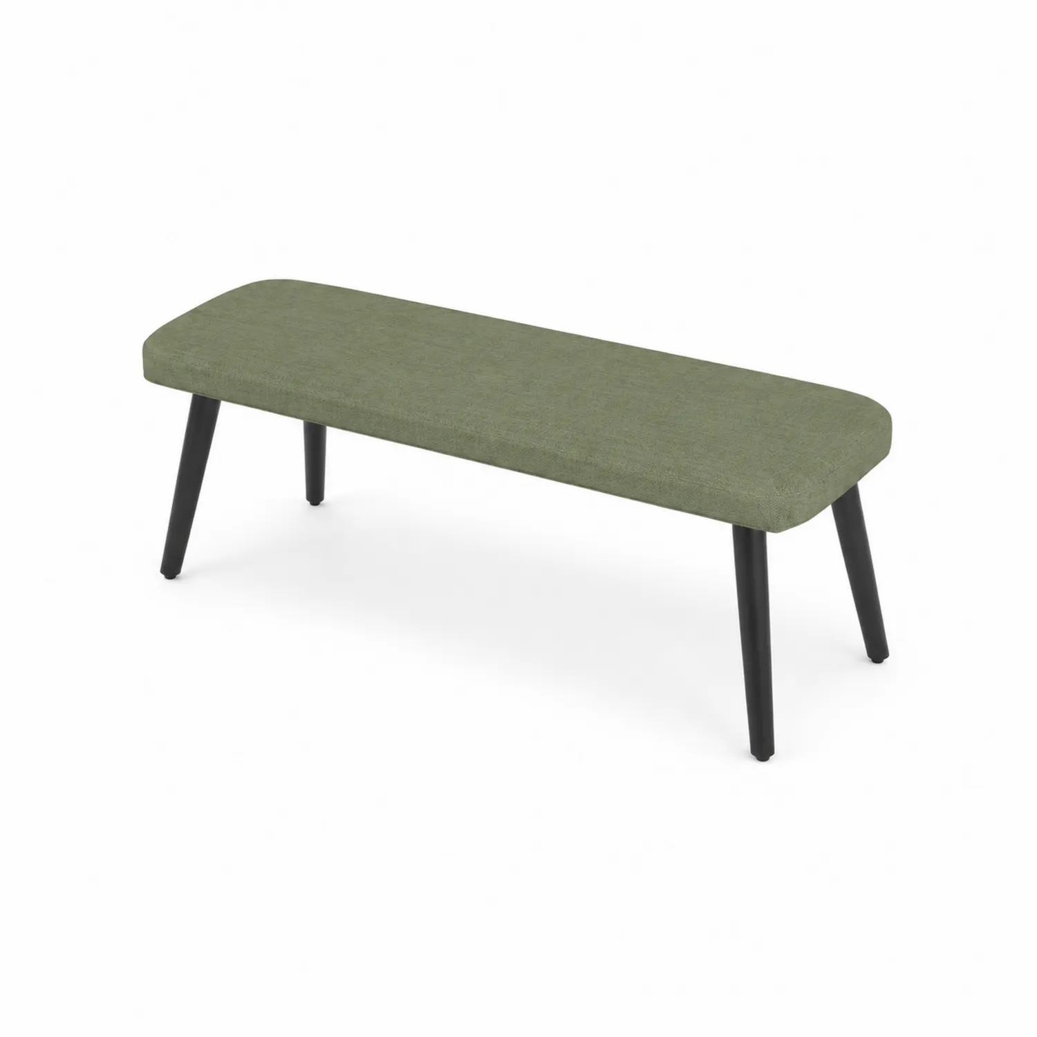Banco de tela verde con patas de madera