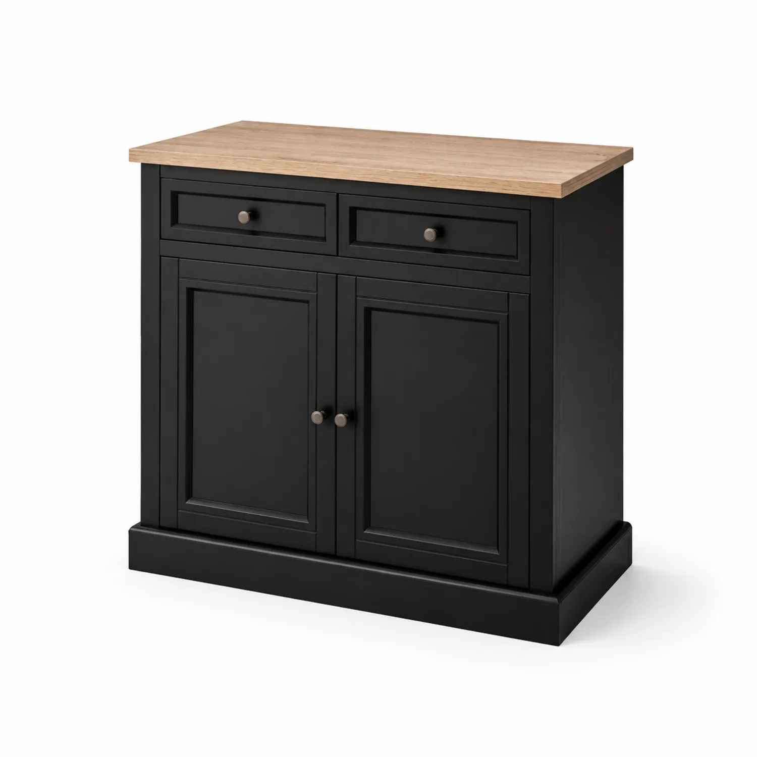 Aparador de Madera Negro con Cajones y Puertas