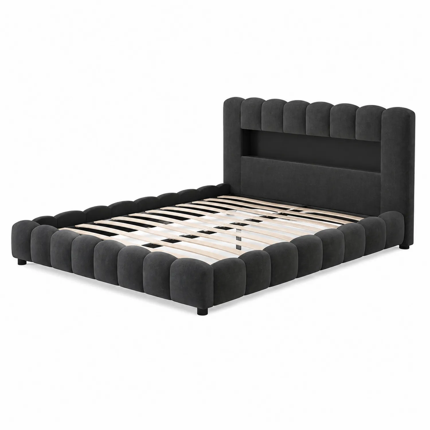 Cama de Tela de Microfibra Gris Oscuro 200x150 cm