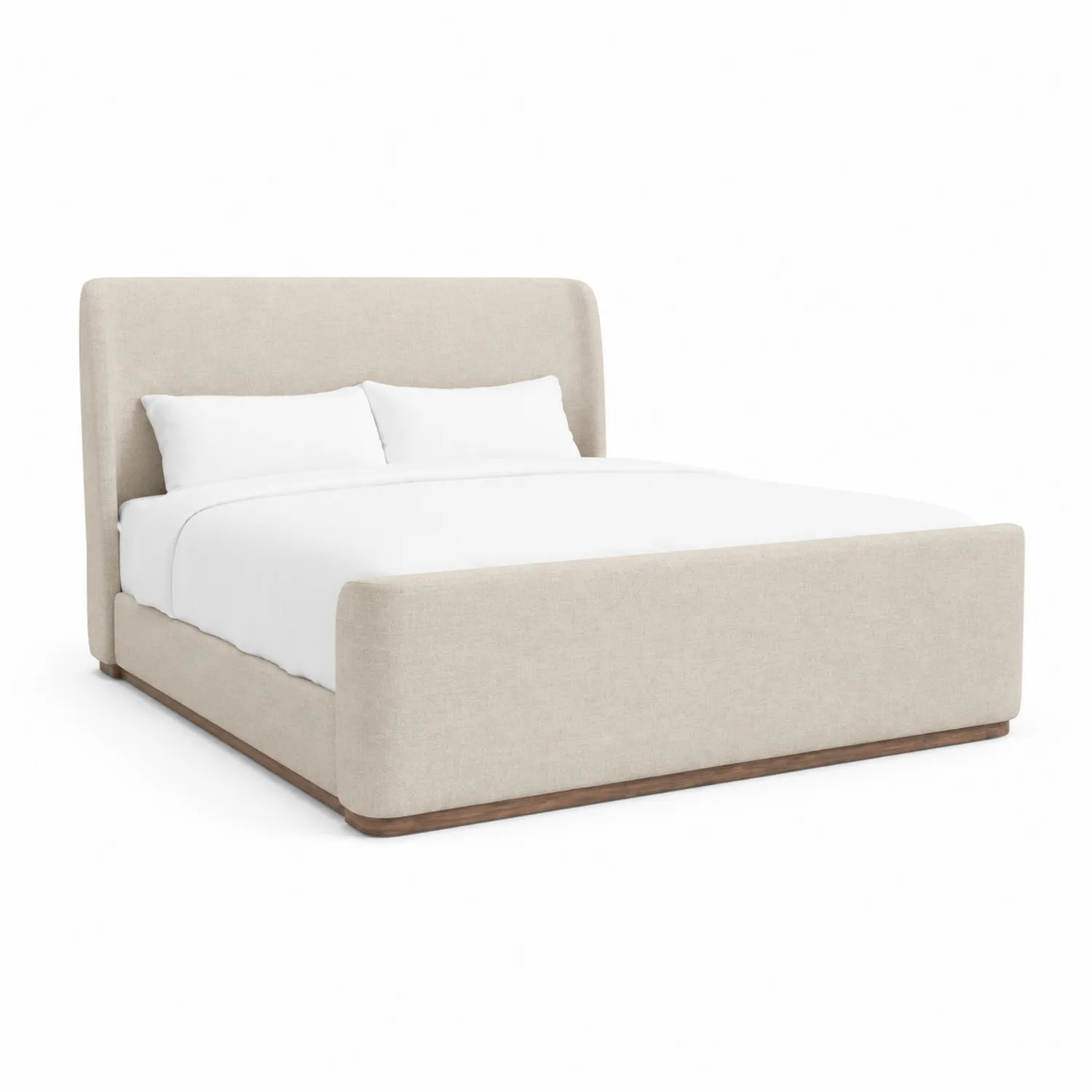Cama de lino beige con estructura de madera 200x160 cm