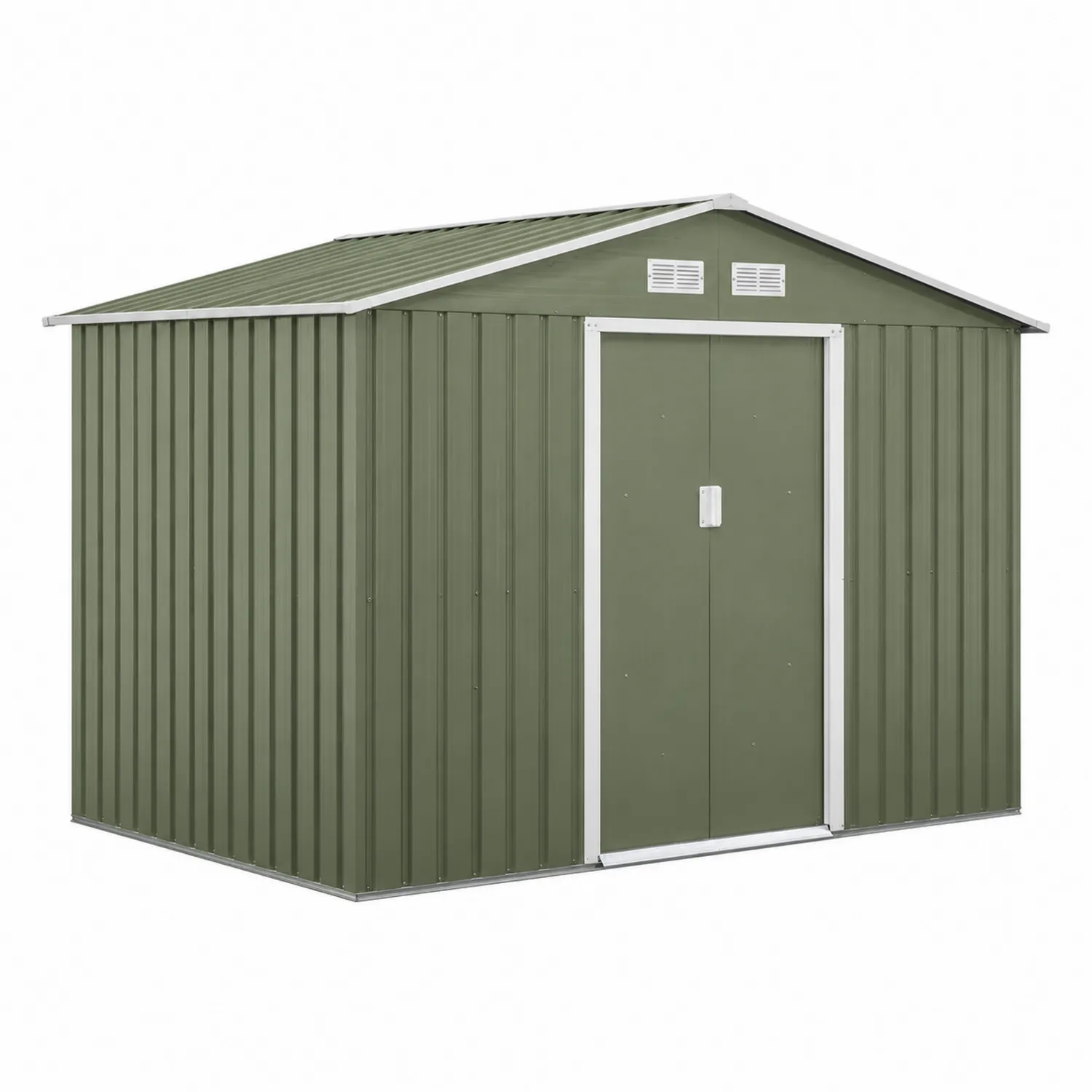 Cobertizo de acero galvanizado verde con ventilación 260x312x185 cm