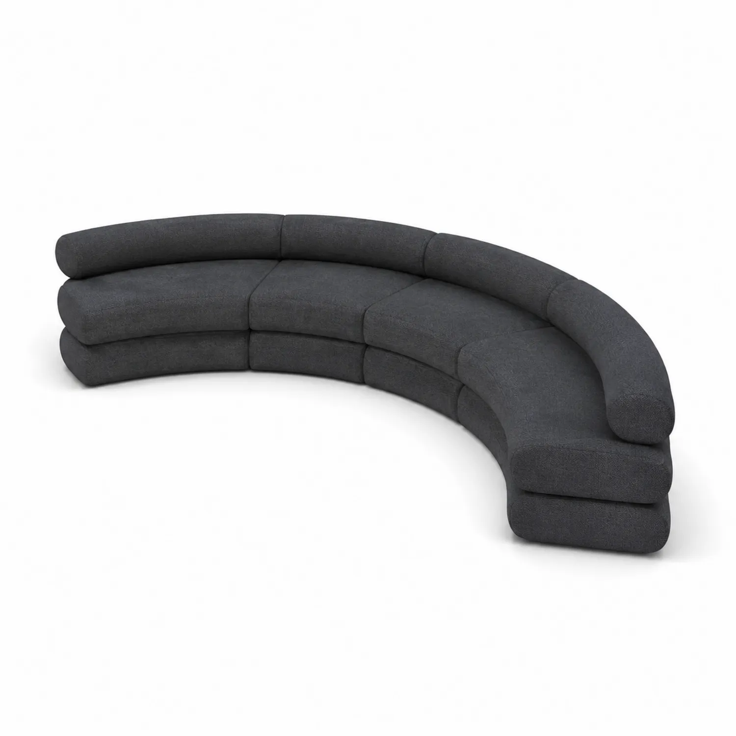 Sofá modular semicircular de tela poliéster gris oscuro