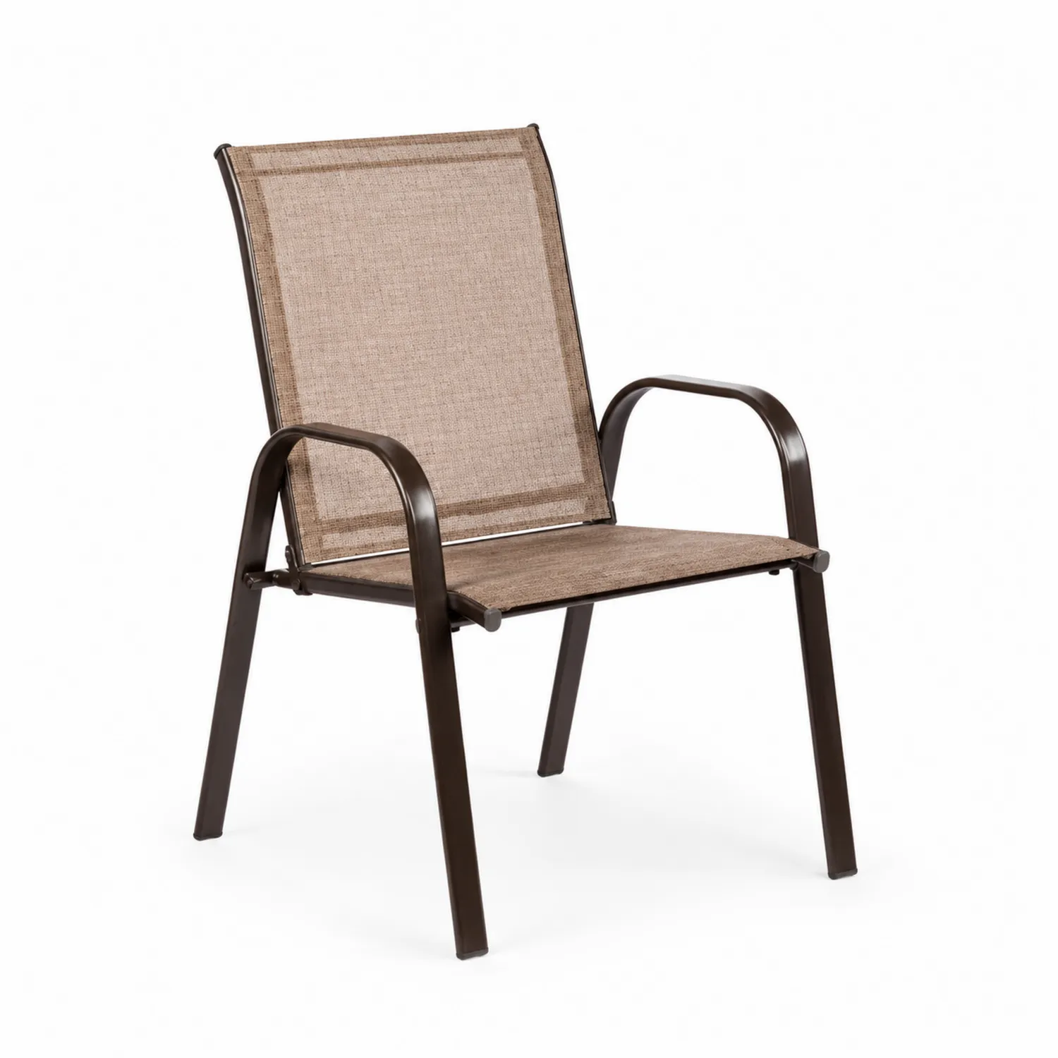 Silla de aluminio y textileno marrón