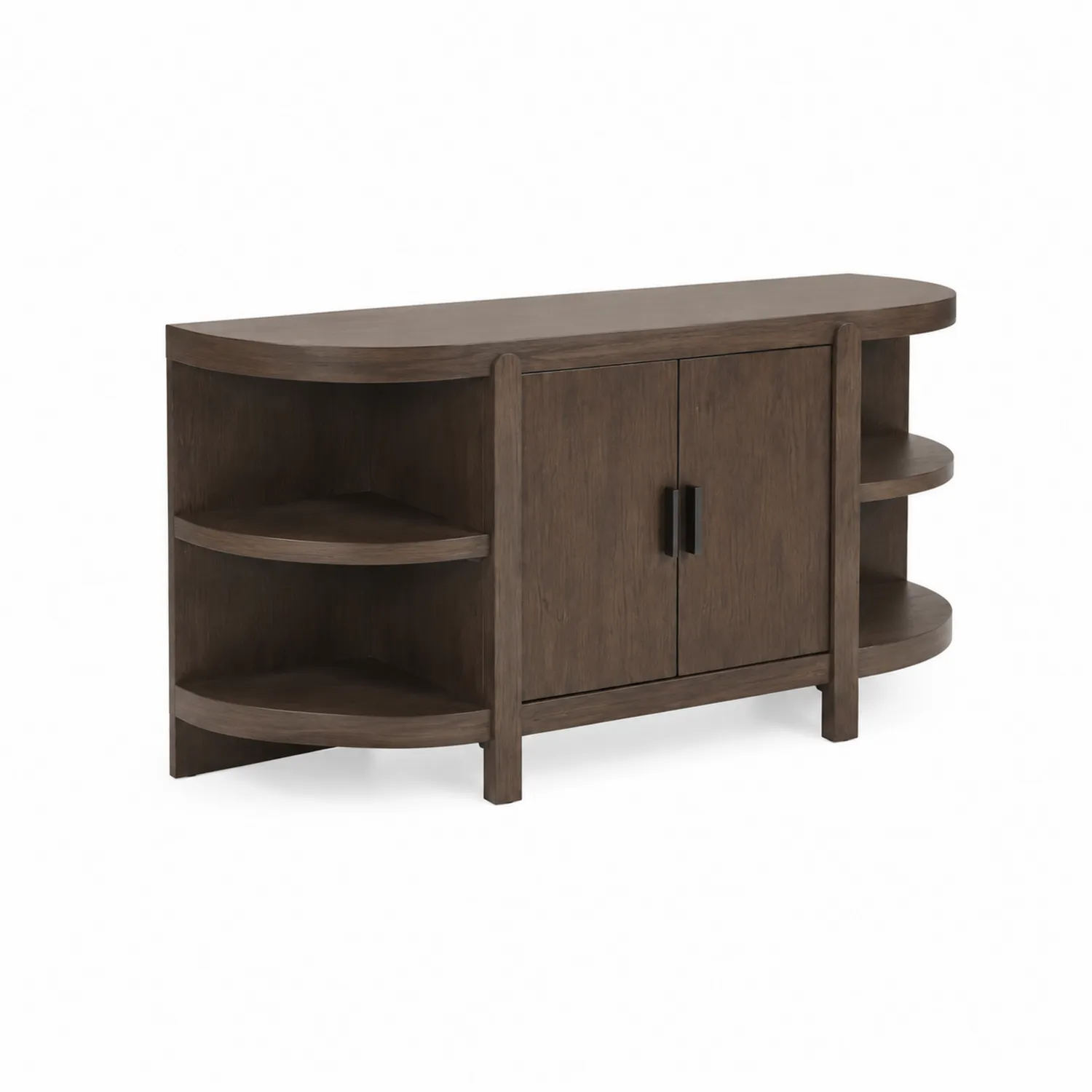 Consola de Madera con Estanterías y Puertas