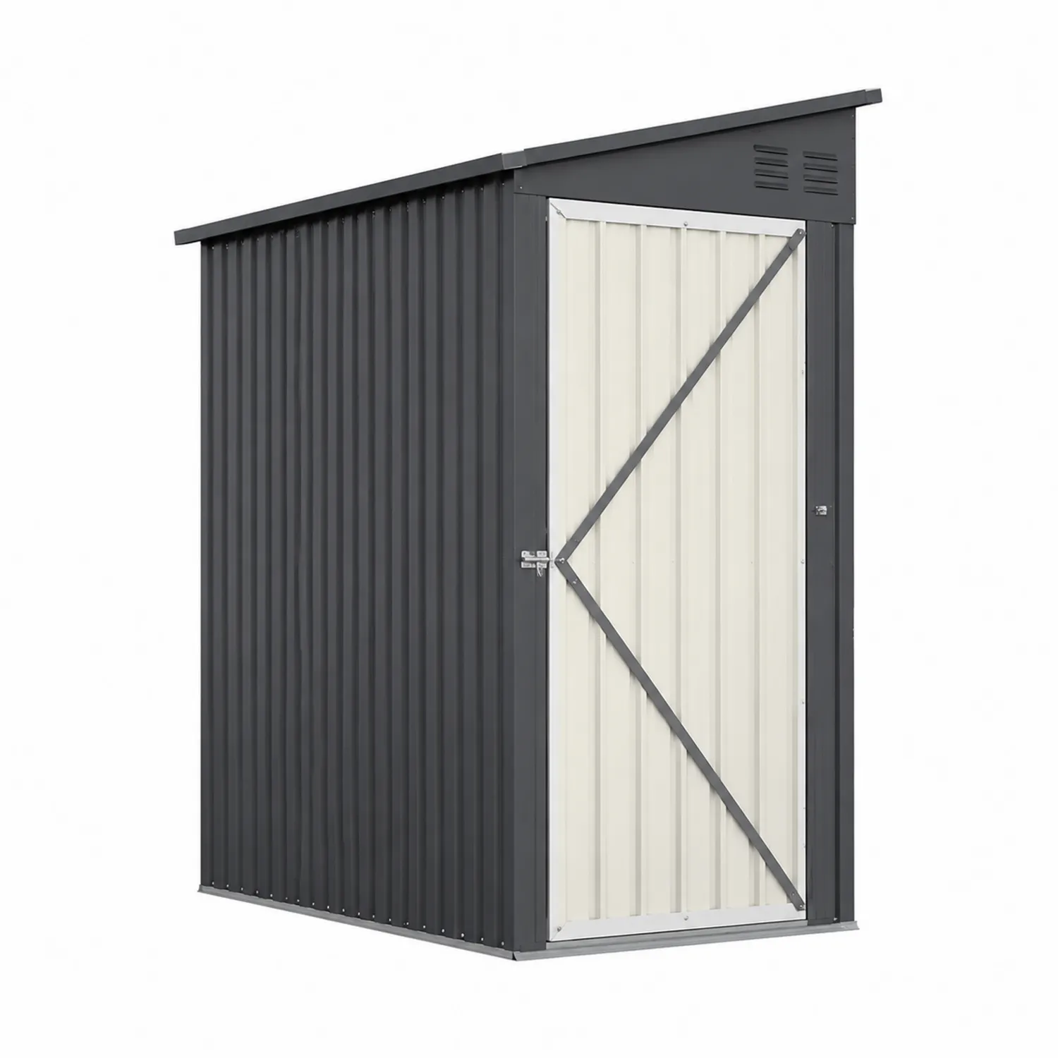 Cobertizo de metal negro y blanco 180x120x210 cm