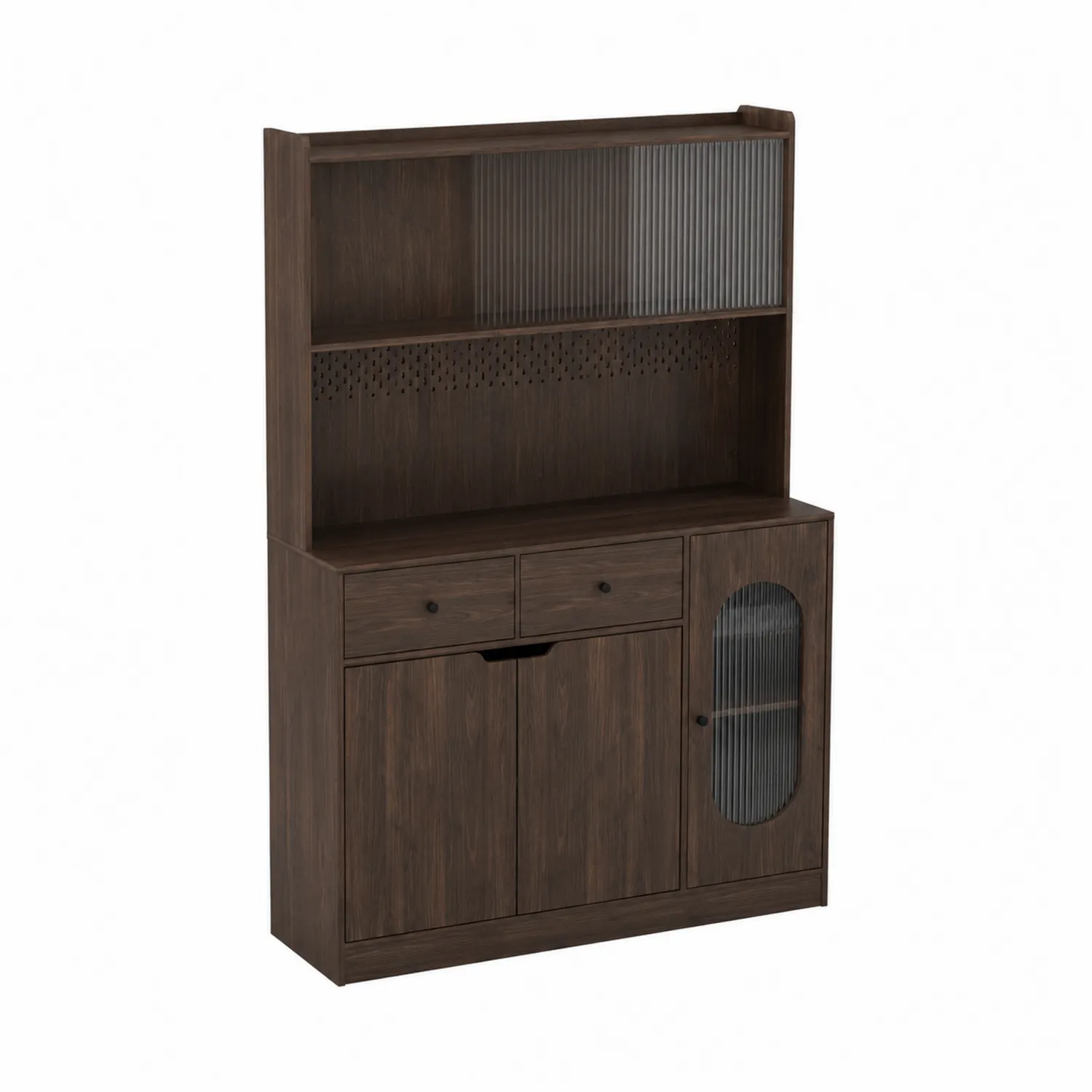 Armario de Madera con Puertas de Vidrio Estriado Marrón 180x120x40 cm