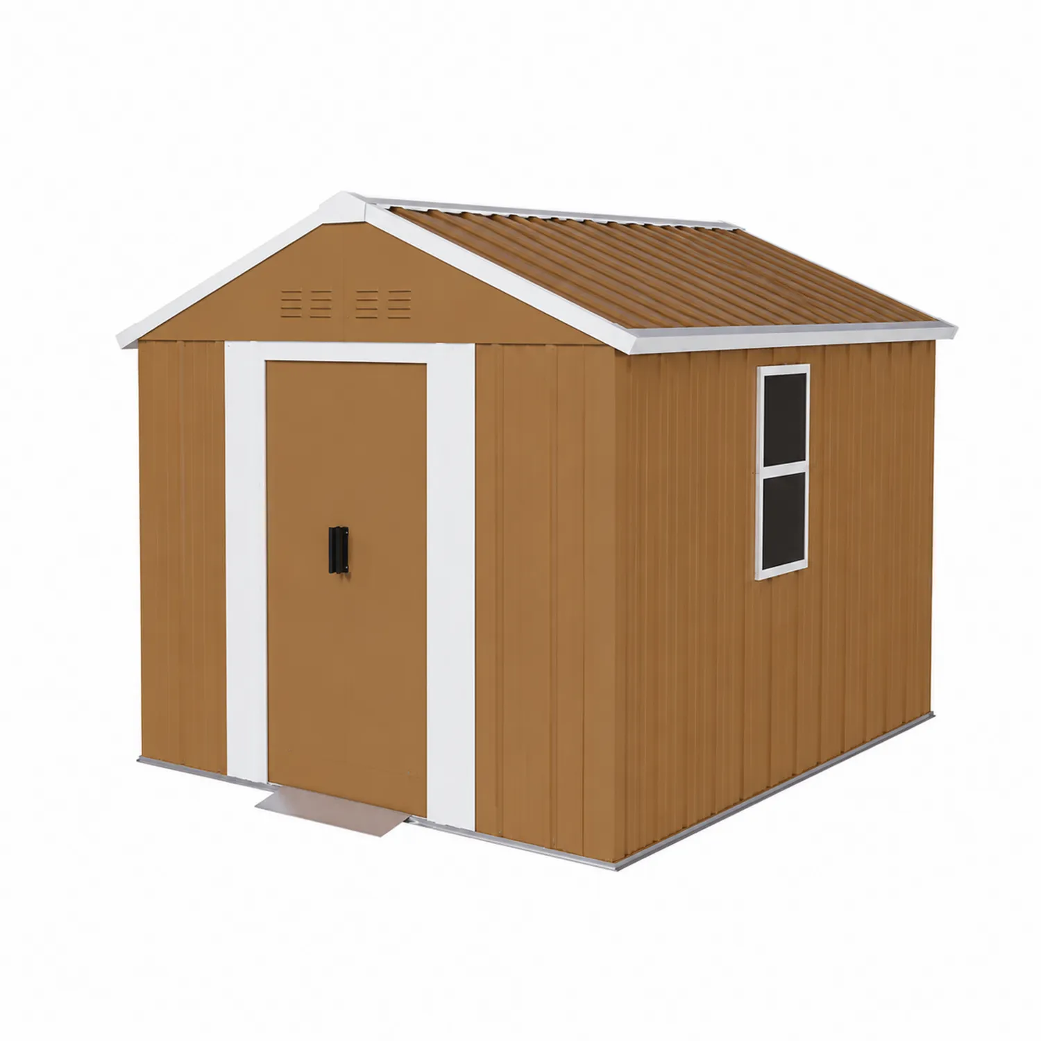 Cobertizo Metálico de Acero Marrón con Puerta y Ventana 213cm x 130cm x 173cm
