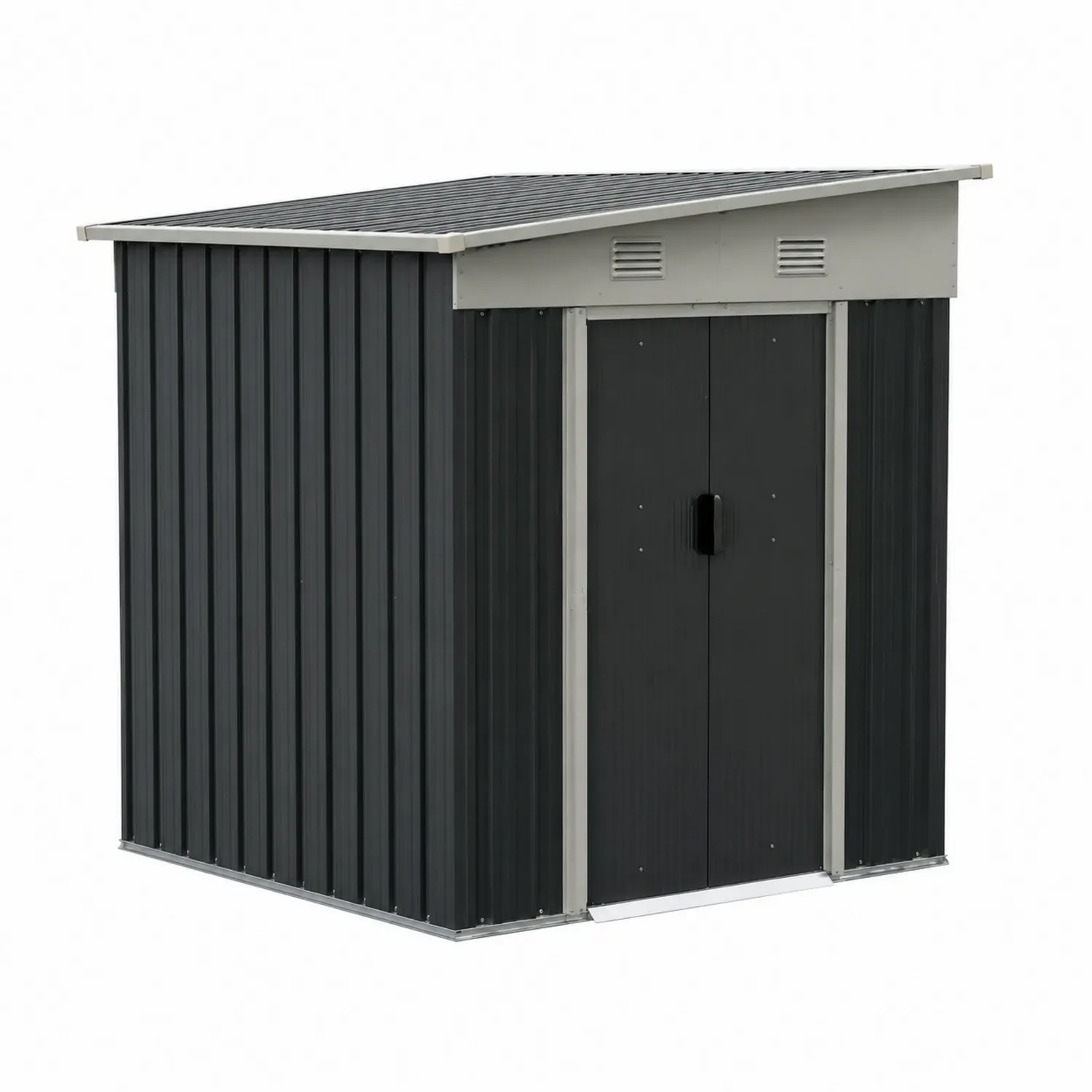 Cobertizo de Almacenamiento Metálico Acero Galvanizado Gris/Negro 213x130x185 cm