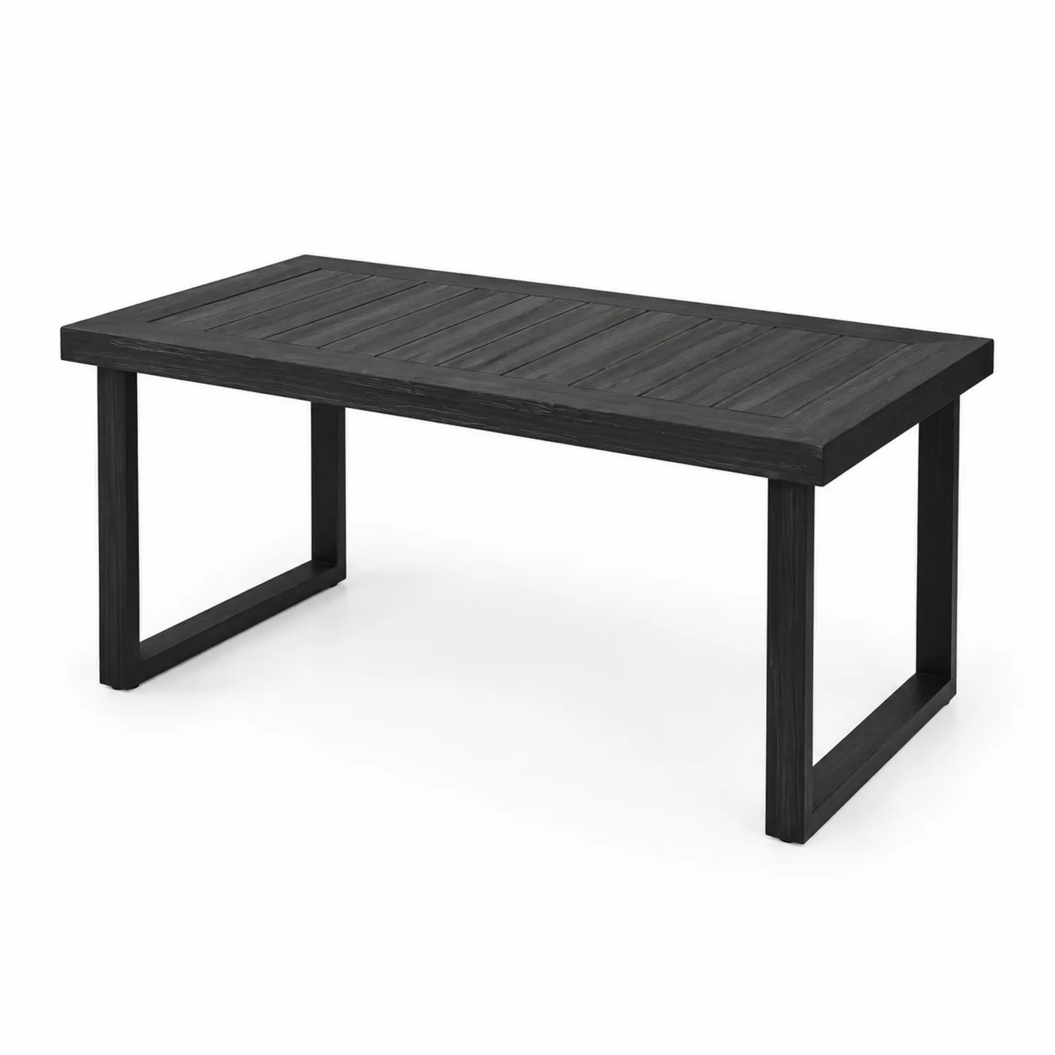 Mesa de comedor de jardín de madera negra 200x90x75 cm