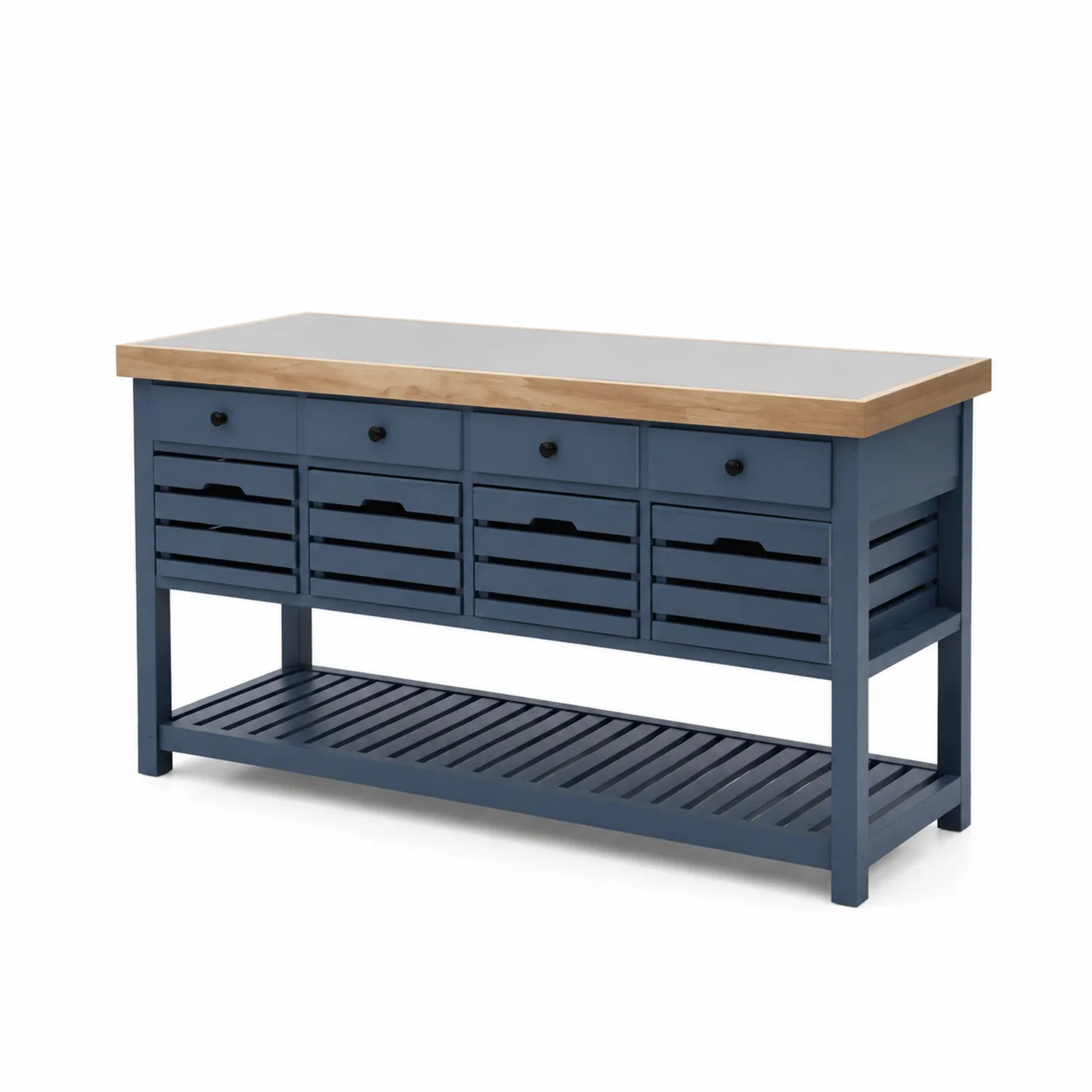 Isla de cocina de madera de pino azul, 140x50x85 cm