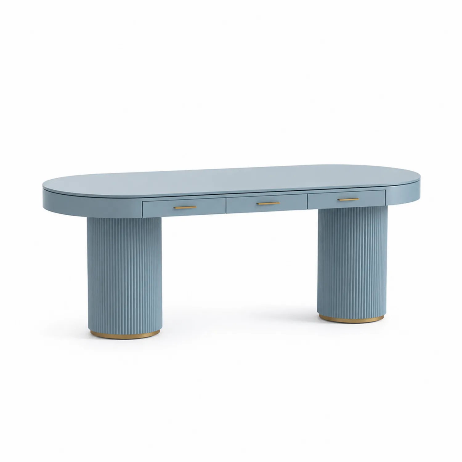 Escritorio de Madera MDF Azul con Cajones 180cm