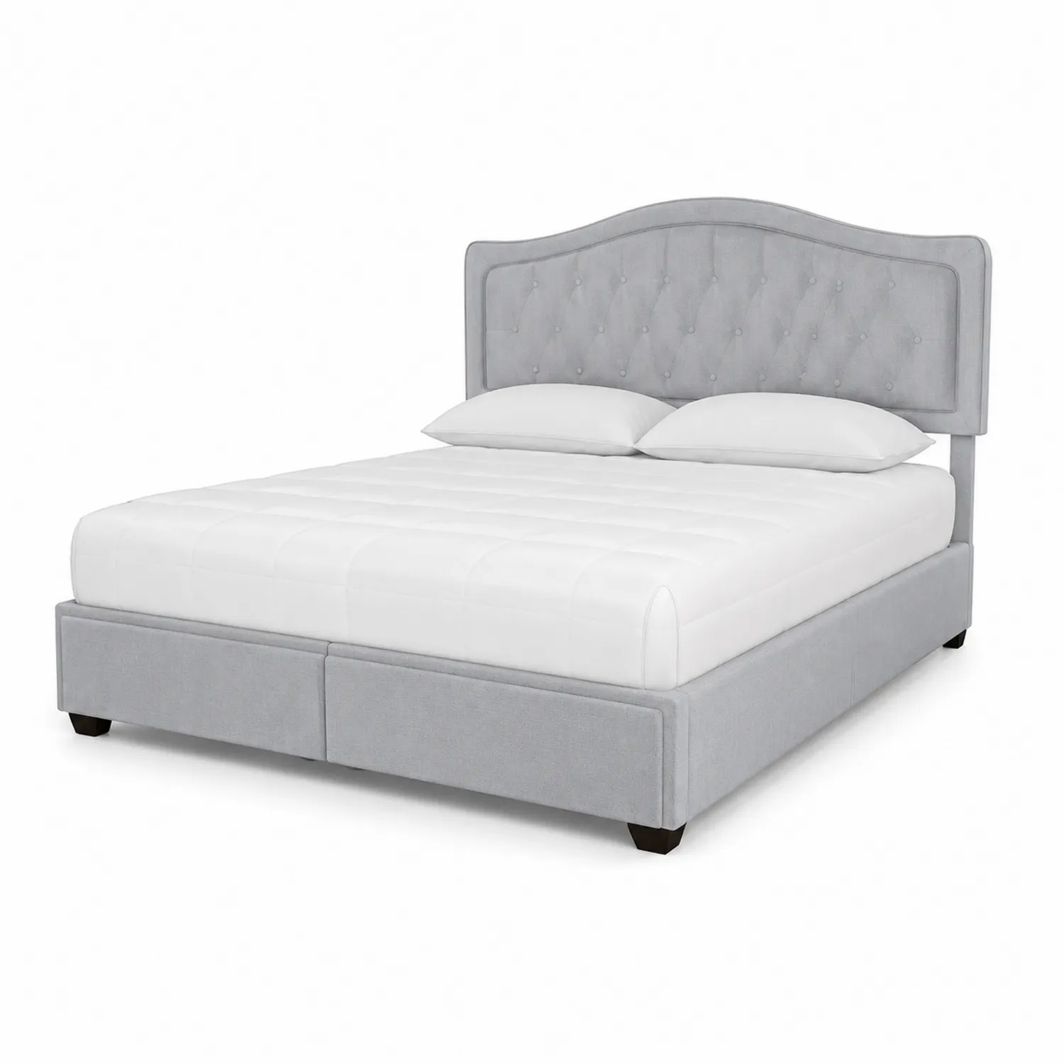 Cama de Panel Tapizada en Tela de Poliéster Gris 200x160 cm