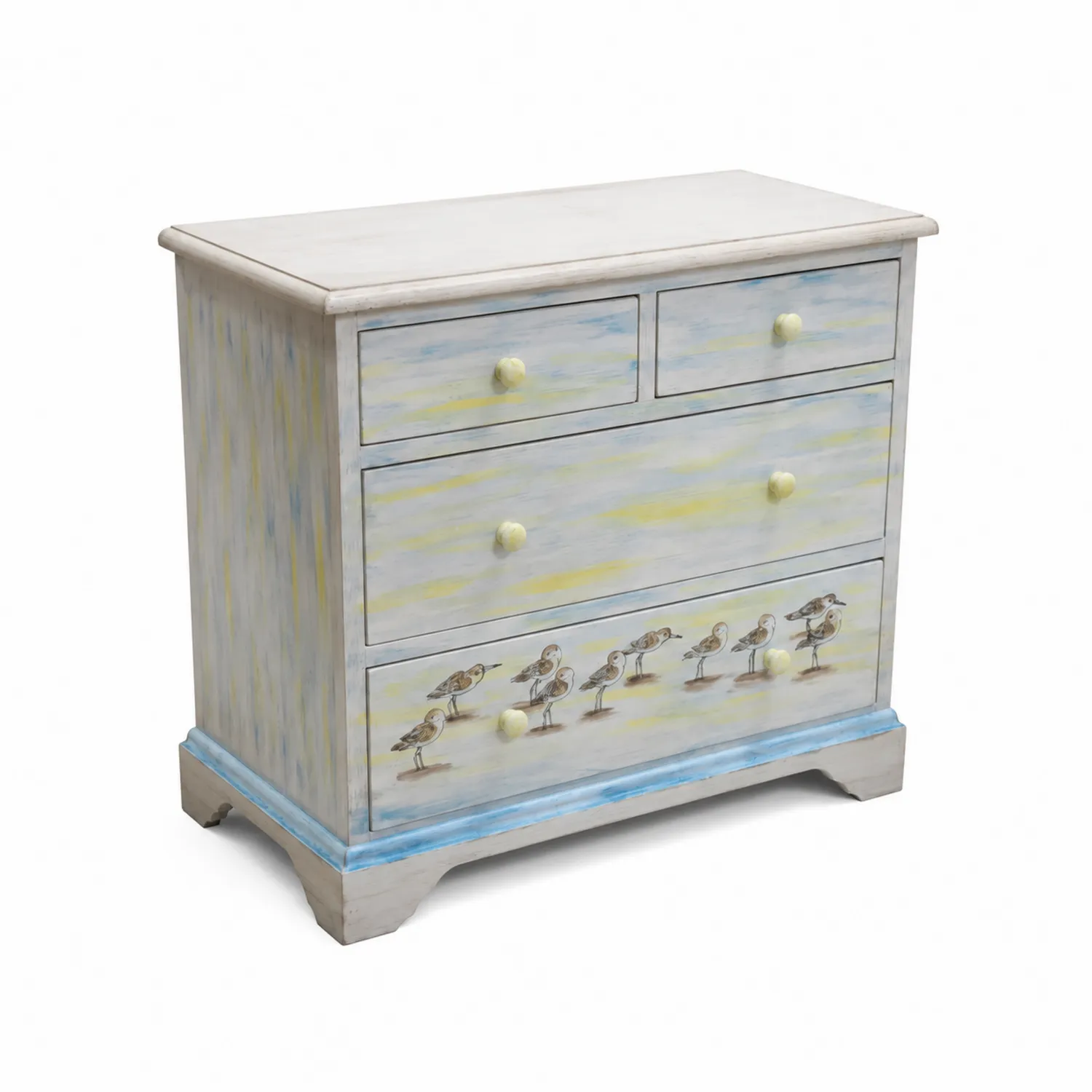 Cómoda de Madera Pintada con 4 Cajones
