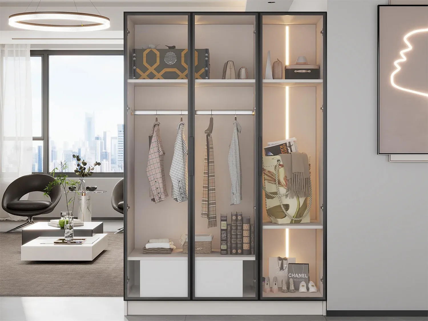 Wohnzimmer und Flur,Wohnzimmermöbel,Vitrinenschrank-Livavenao