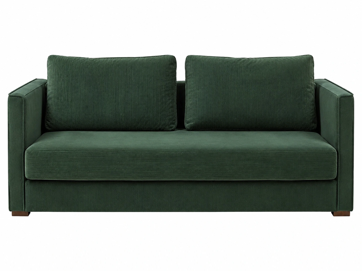 Sofa cama contemporaneo tapizado en pana verde oscuro con brazos anchos y estructura compacta para espacios modernos-loftmelo