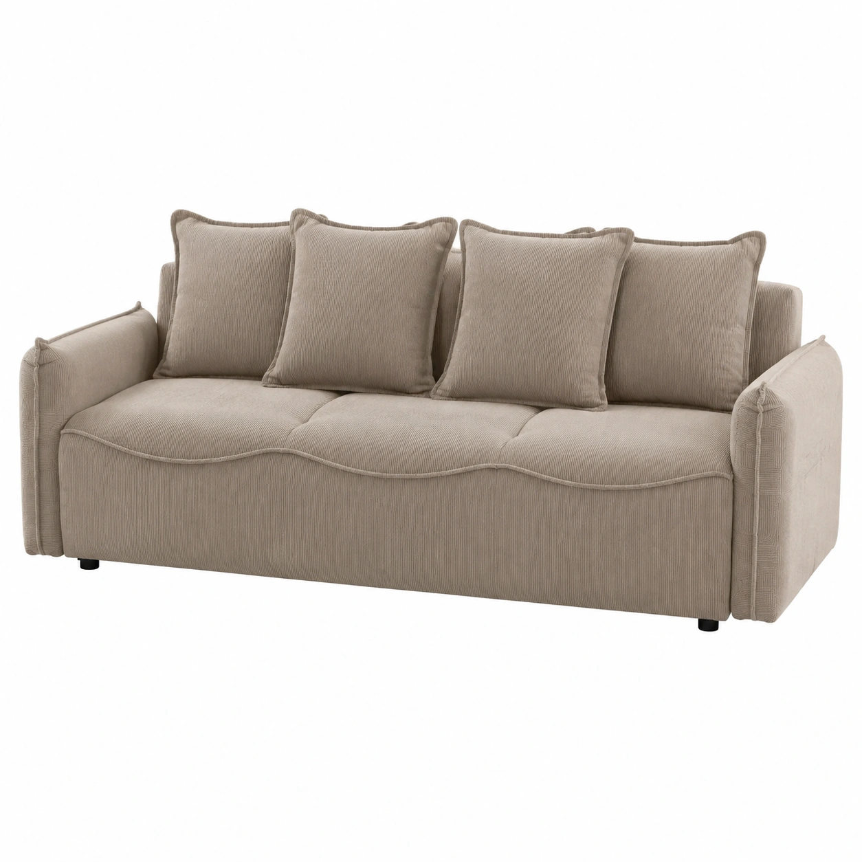 Sofa modular tapizado de pana beige con cojines acolchados para salon moderno y descanso comodo-loftmelo