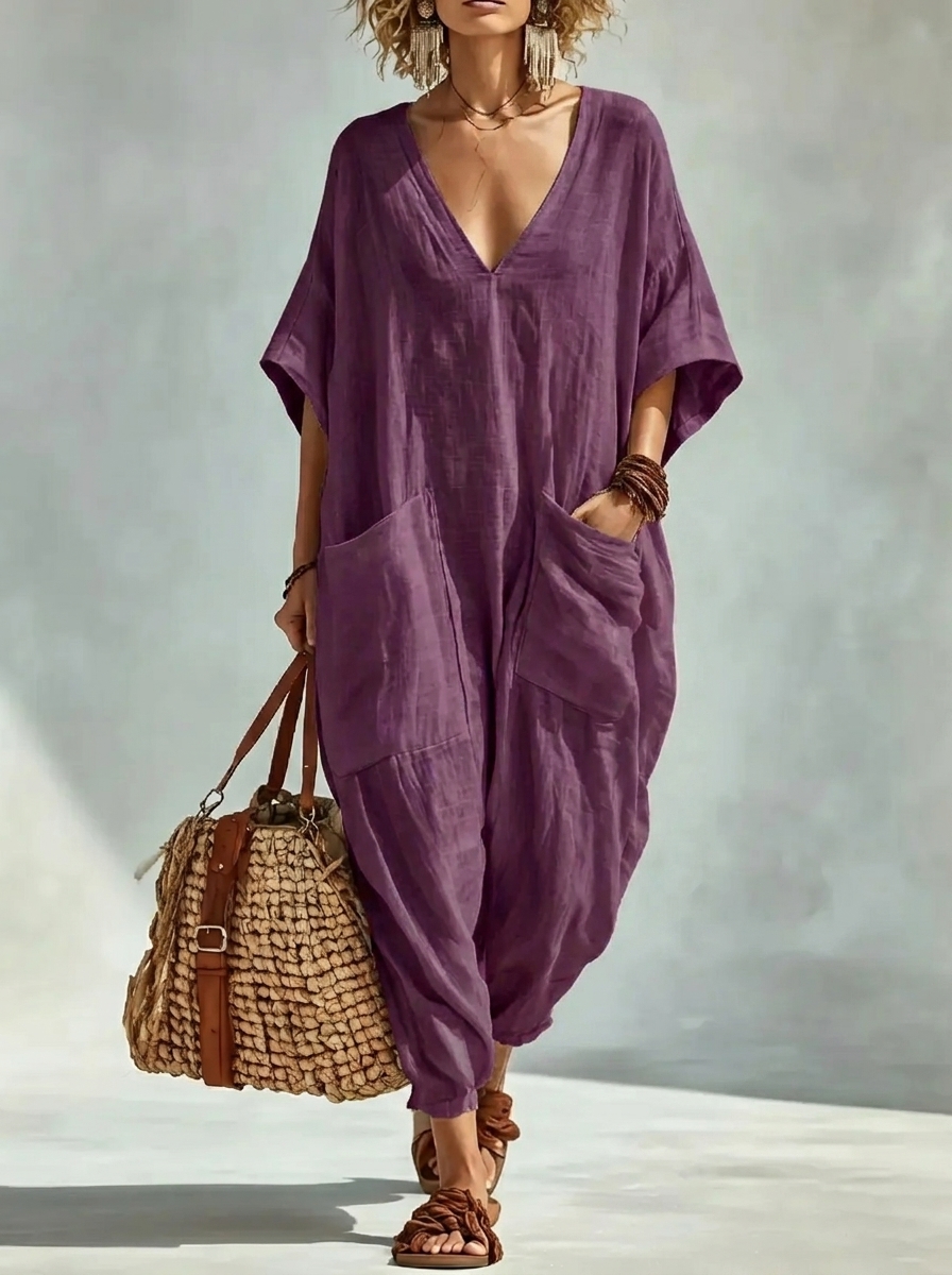 Oversized Jumpsuit im Leinen-Look – locker, bequem & mühelos stilvoll