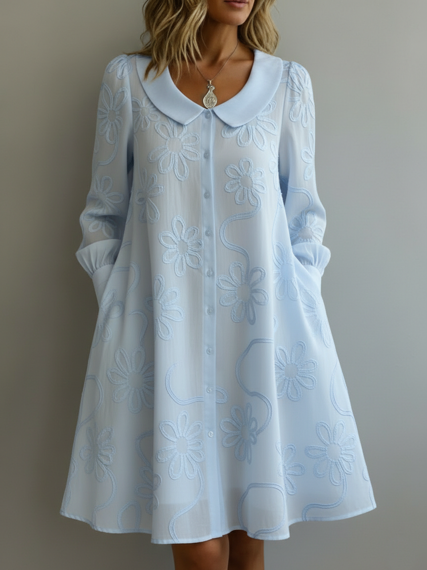 Mother's Day Gift❤️Embroidered Peter Pan Collar Dress