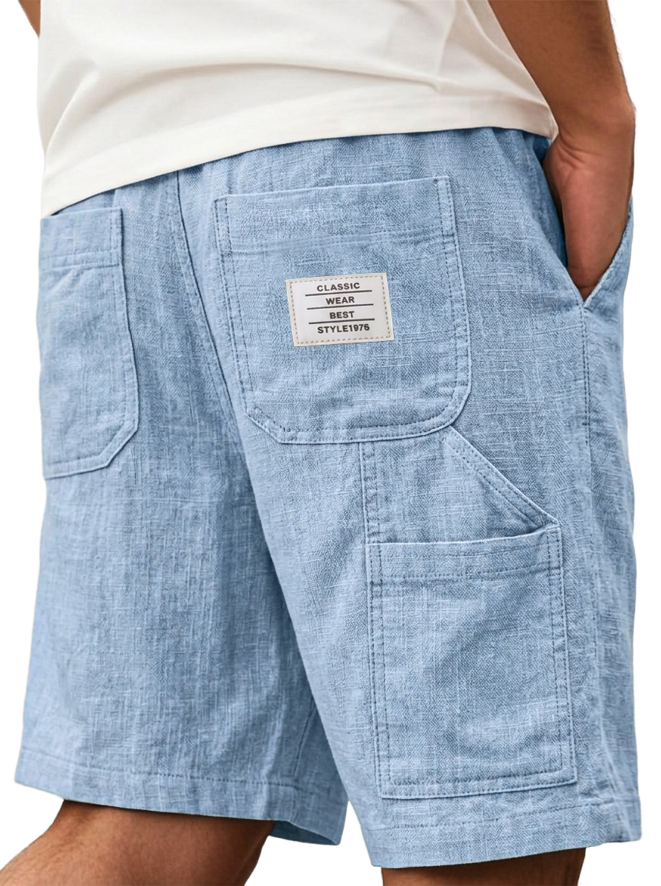 ⏰ Letzter Tag: 50% Rabatt!🔥Bequeme Herren-Cargo-Shorts aus Baumwoll-Leinen-Mischgewebe mit mehreren Taschen und gesticktem Logo