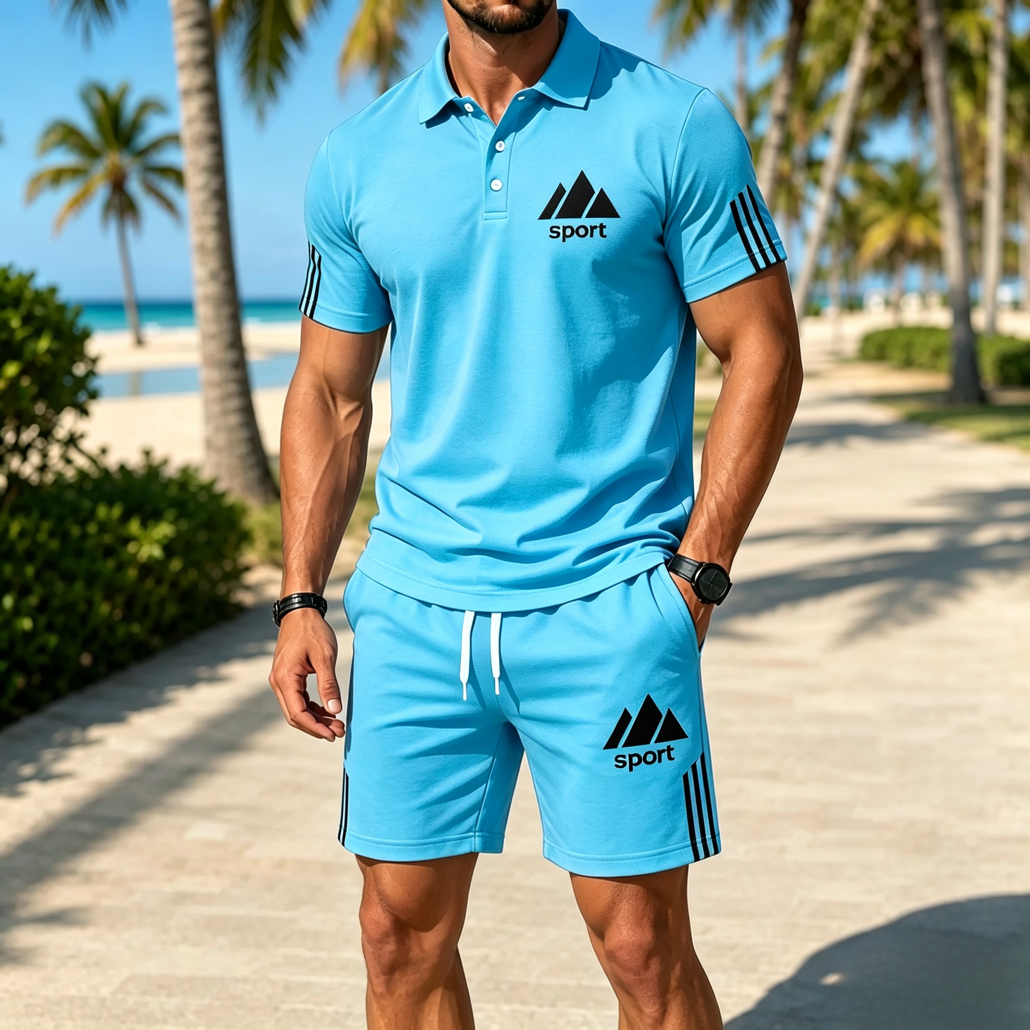 ⏰ Letzter Tag: 50% Rabatt! 🔥-Herren Sommer-Set mit Polohemd und Shorts