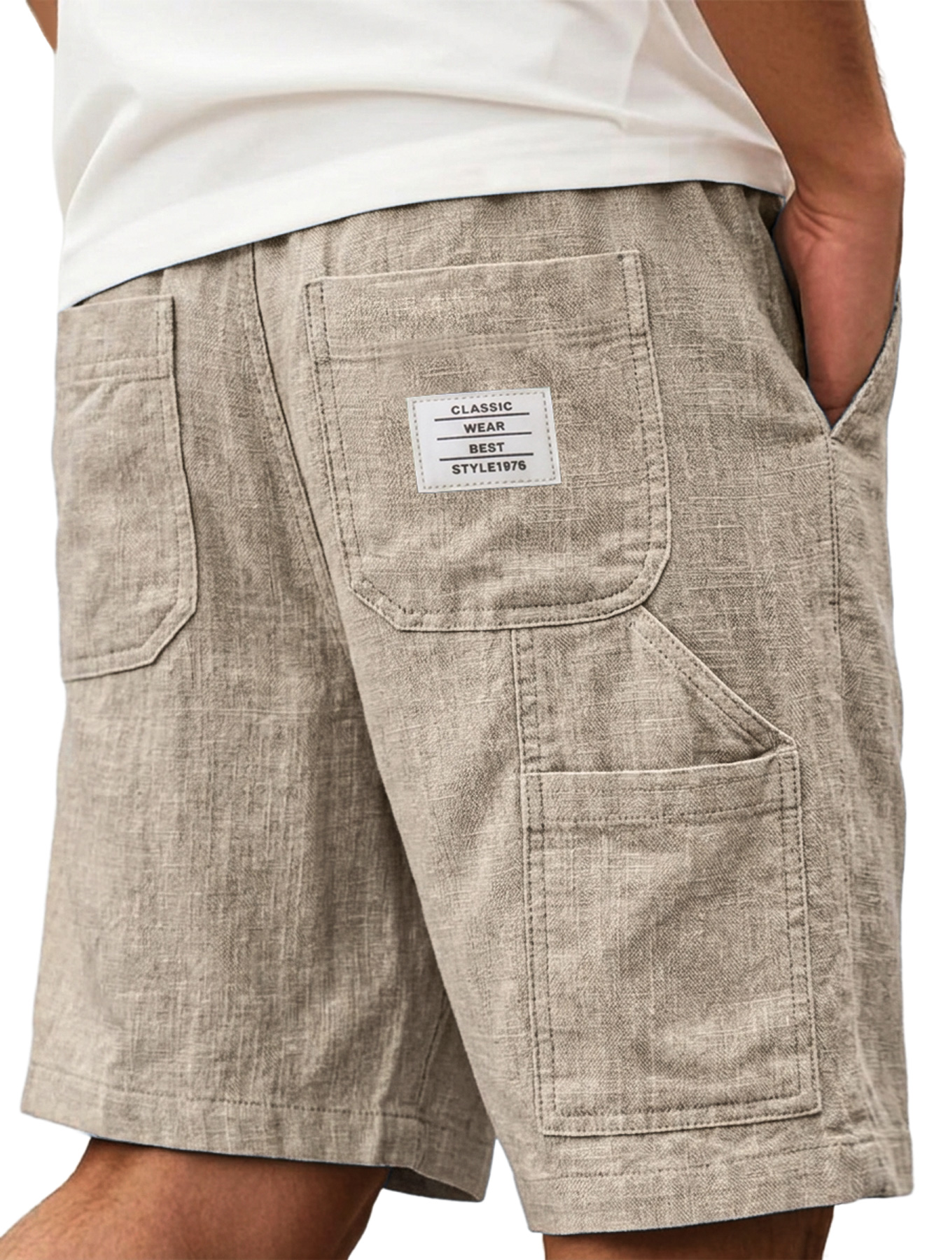 ⏰ Letzter Tag: 50% Rabatt!🔥Bequeme Herren-Cargo-Shorts aus Baumwoll-Leinen-Mischgewebe mit mehreren Taschen und gesticktem Logo