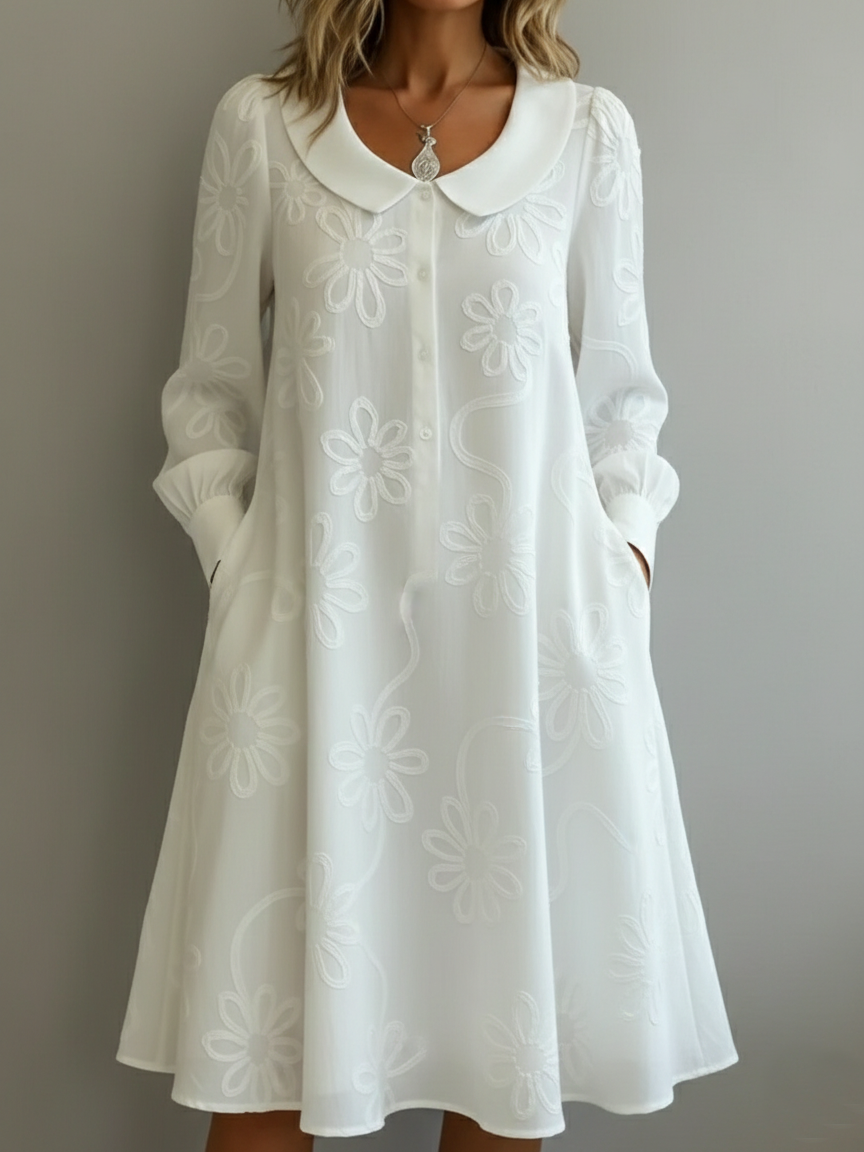 Mother's Day Gift❤️Embroidered Peter Pan Collar Dress