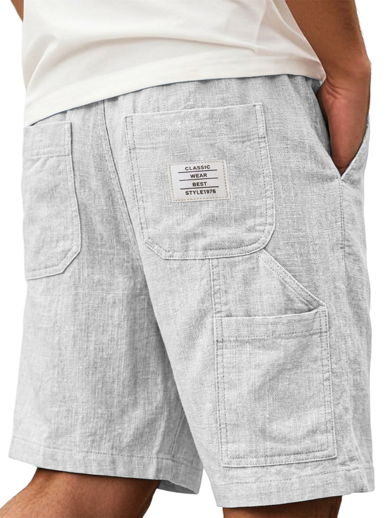 ⏰ Letzter Tag: 50% Rabatt!🔥Bequeme Herren-Cargo-Shorts aus Baumwoll-Leinen-Mischgewebe mit mehreren Taschen und gesticktem Logo