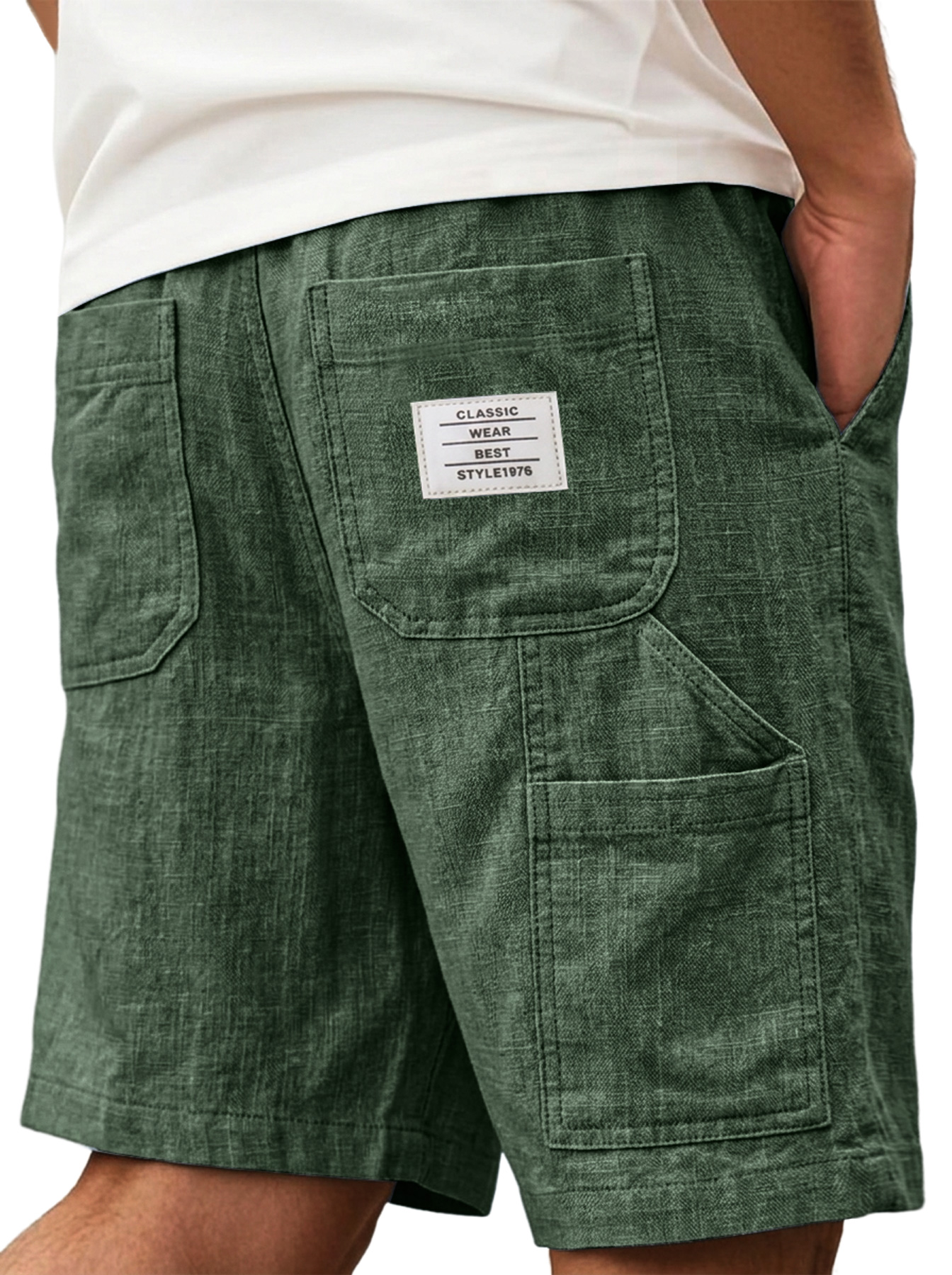 ⏰ Letzter Tag: 50% Rabatt!🔥Bequeme Herren-Cargo-Shorts aus Baumwoll-Leinen-Mischgewebe mit mehreren Taschen und gesticktem Logo
