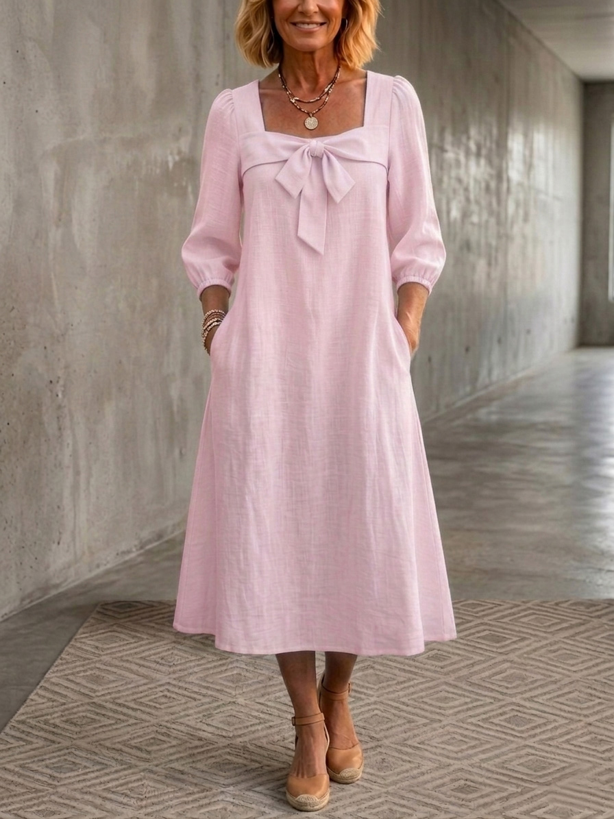 New Arrivals🔥Women's Bow Cotton Linen Dress