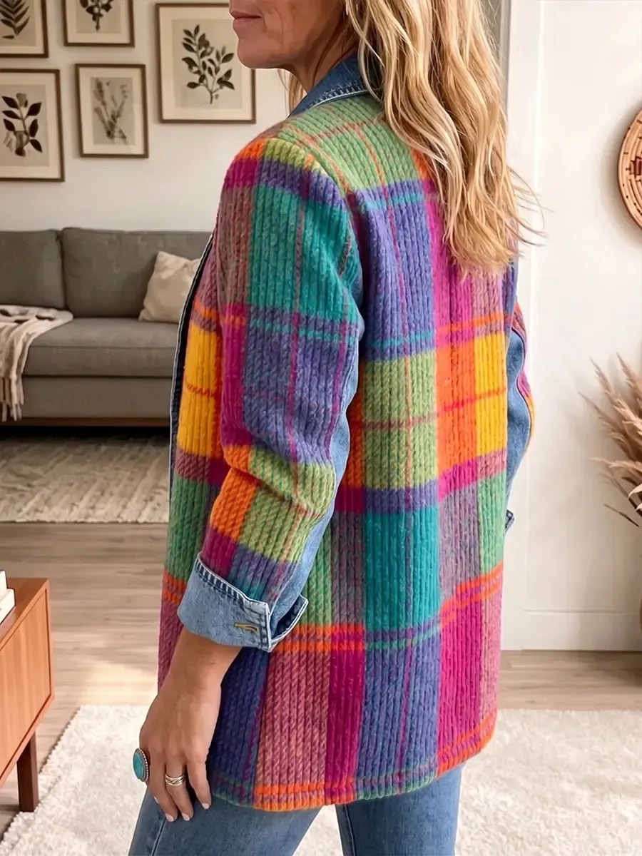 Damen Karierte Strickjacke – Warmer Oversize Cardigan für Herbst & Winter