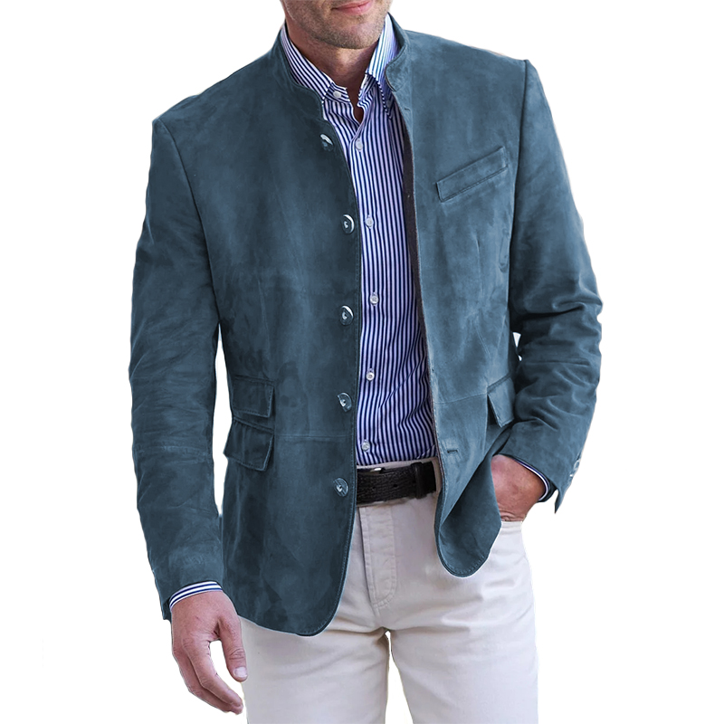 Klassische Herrenjacke in Uni-Farbe – Vintage Casual mit Knopfleiste