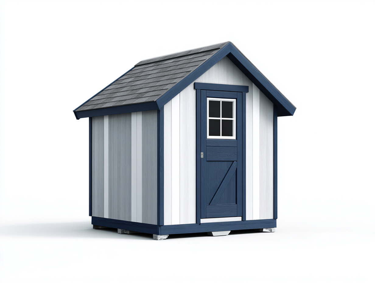 Abri de jardin - Bois - 260 x 220 x 230 cm - Blanc-bleu - Style cabanon moderne-Sofamyyard