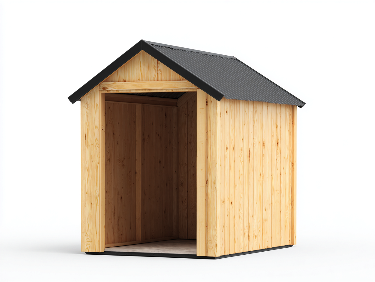 Abri de jardin - bois massif-acier - 185 x 150 x 210 cm - bois naturel-noir - style minimaliste-Sofamyyard