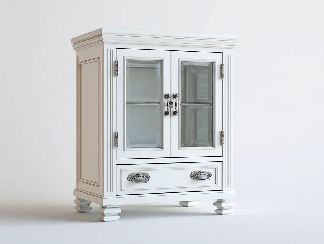 Vitrine - Bois MDF-Verre - 76 x 38 x 122 cm - Blanc - Style classique compact-Sofamyyard
