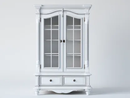 Vitrine - Bois MDF-Verre - 108 x 40 x 185 cm - Blanc - Style classique sculpté-Sofamyyard
