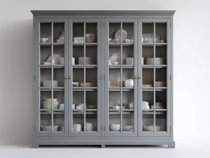Vitrine - Bois MDF-Verre - 198 x 45 x 205 cm - Gris - Style classique spacieux-Sofamyyard