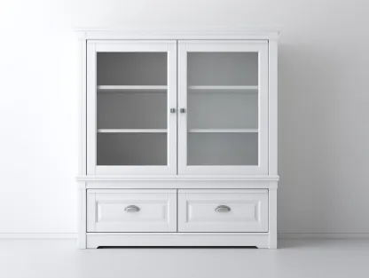 Vitrine - Bois MDF-Verre - 118 x 42 x 178 cm - Blanc - Style classique épuré-Sofamyyard