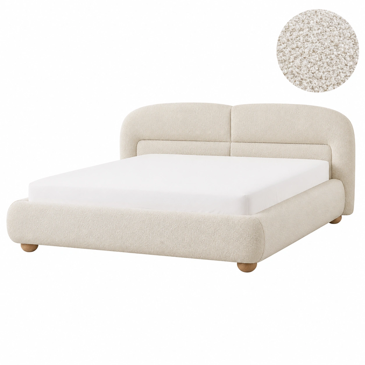 Cama boucle crema para dormitorios luminosos-nordviro